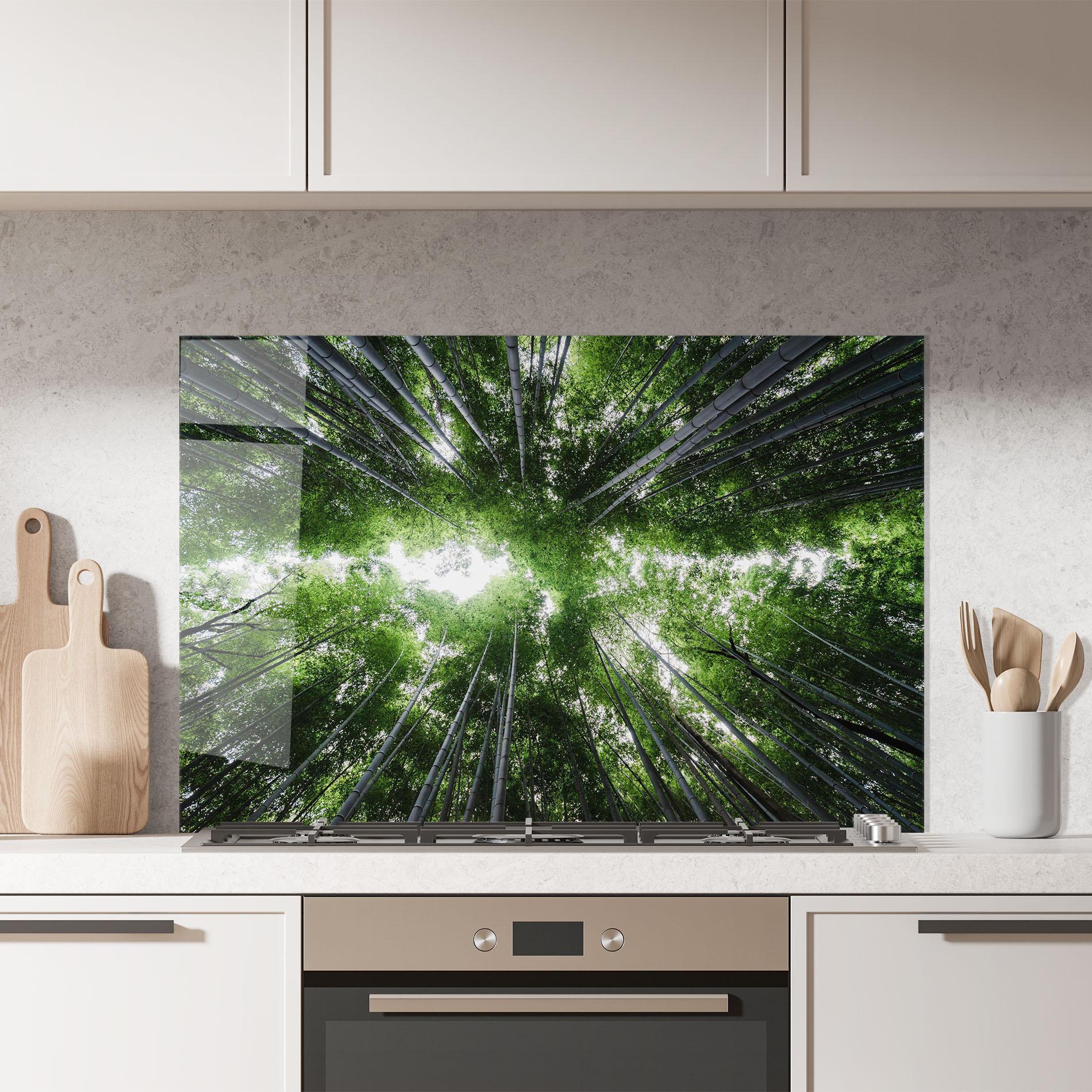 Panou Sticla Bucatarie Green Trees Forest mockup 7