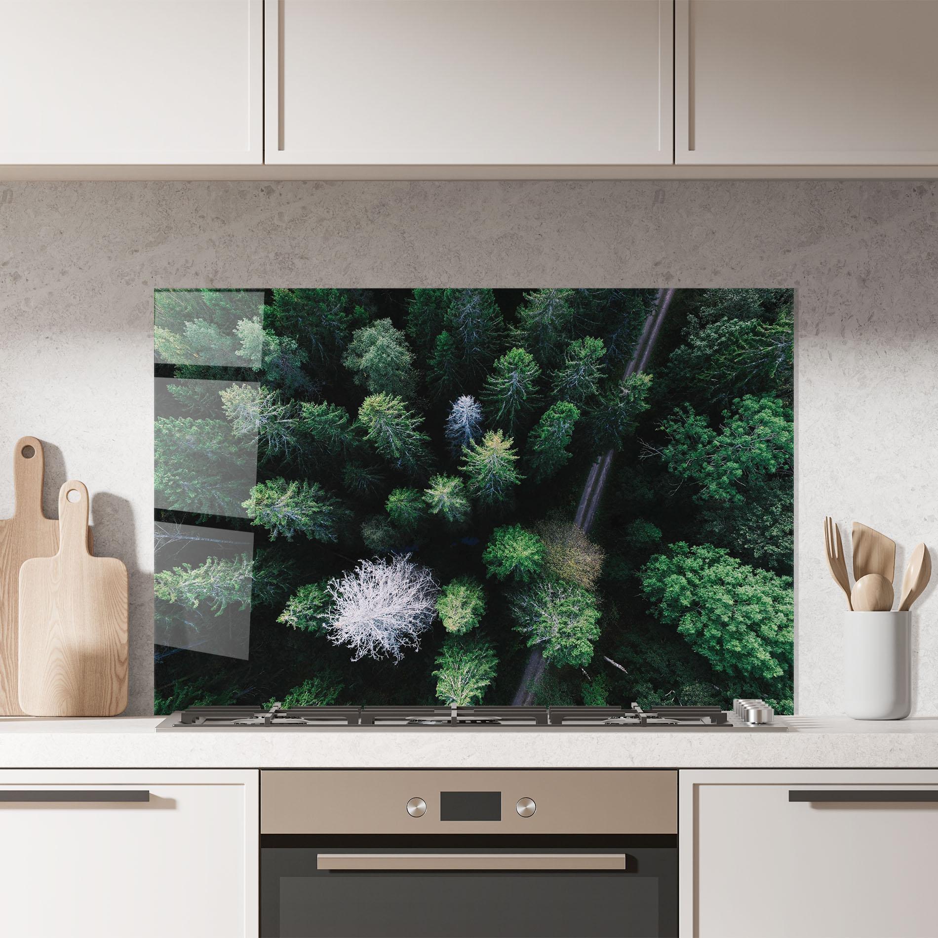 Panou Sticla Bucatarie Green Trees Road mockup 7