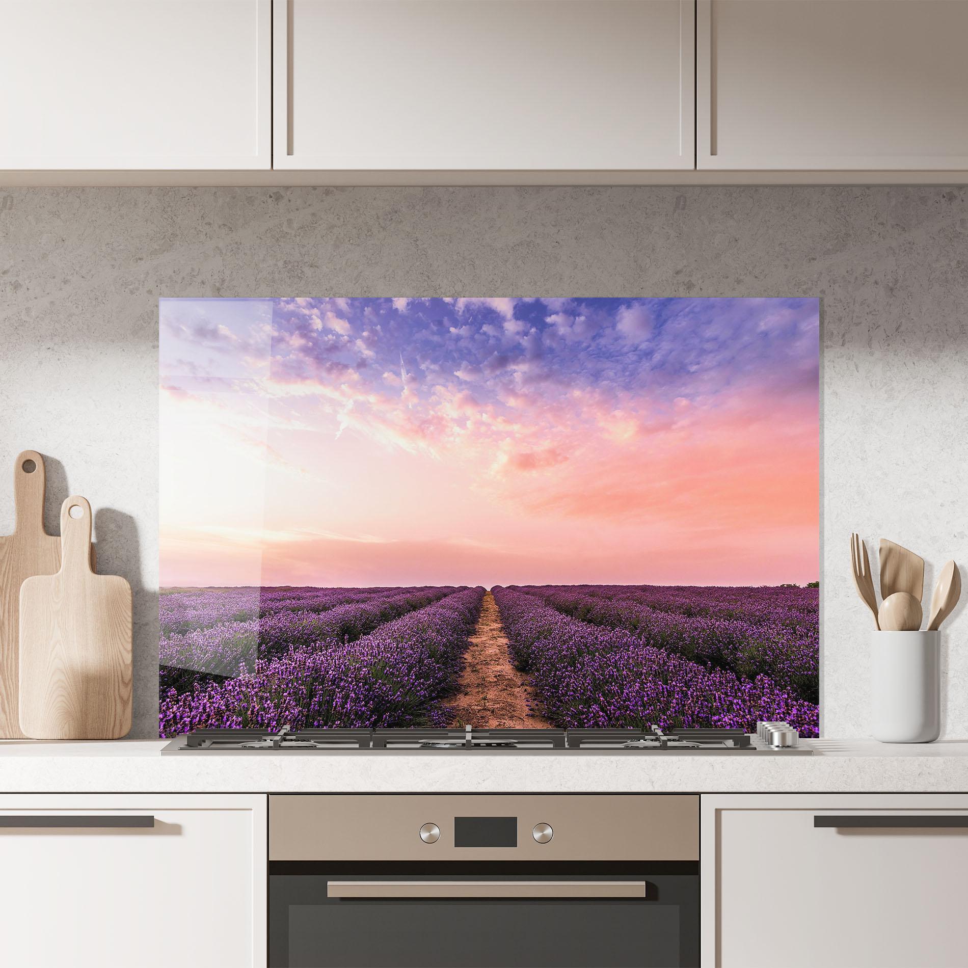 Panou Sticla Bucatarie Lavender Field mockup 7