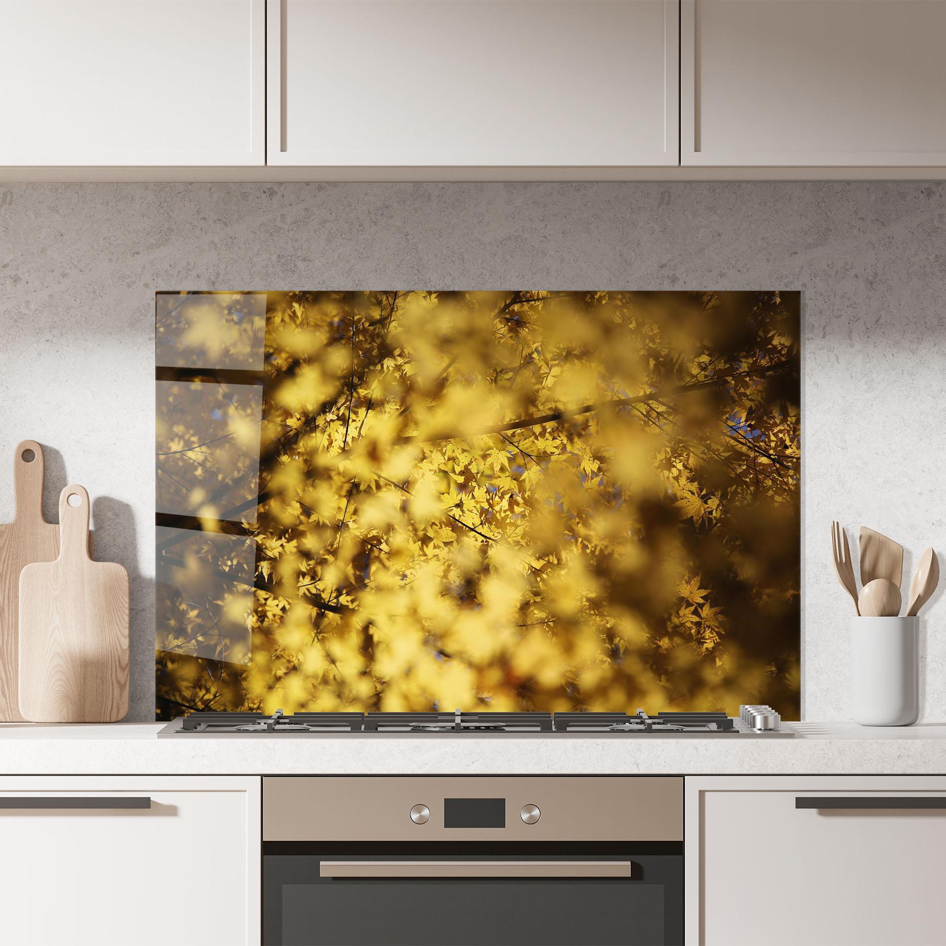 Panou Sticla Bucatarie Yellow Leaf Forest mockup 7