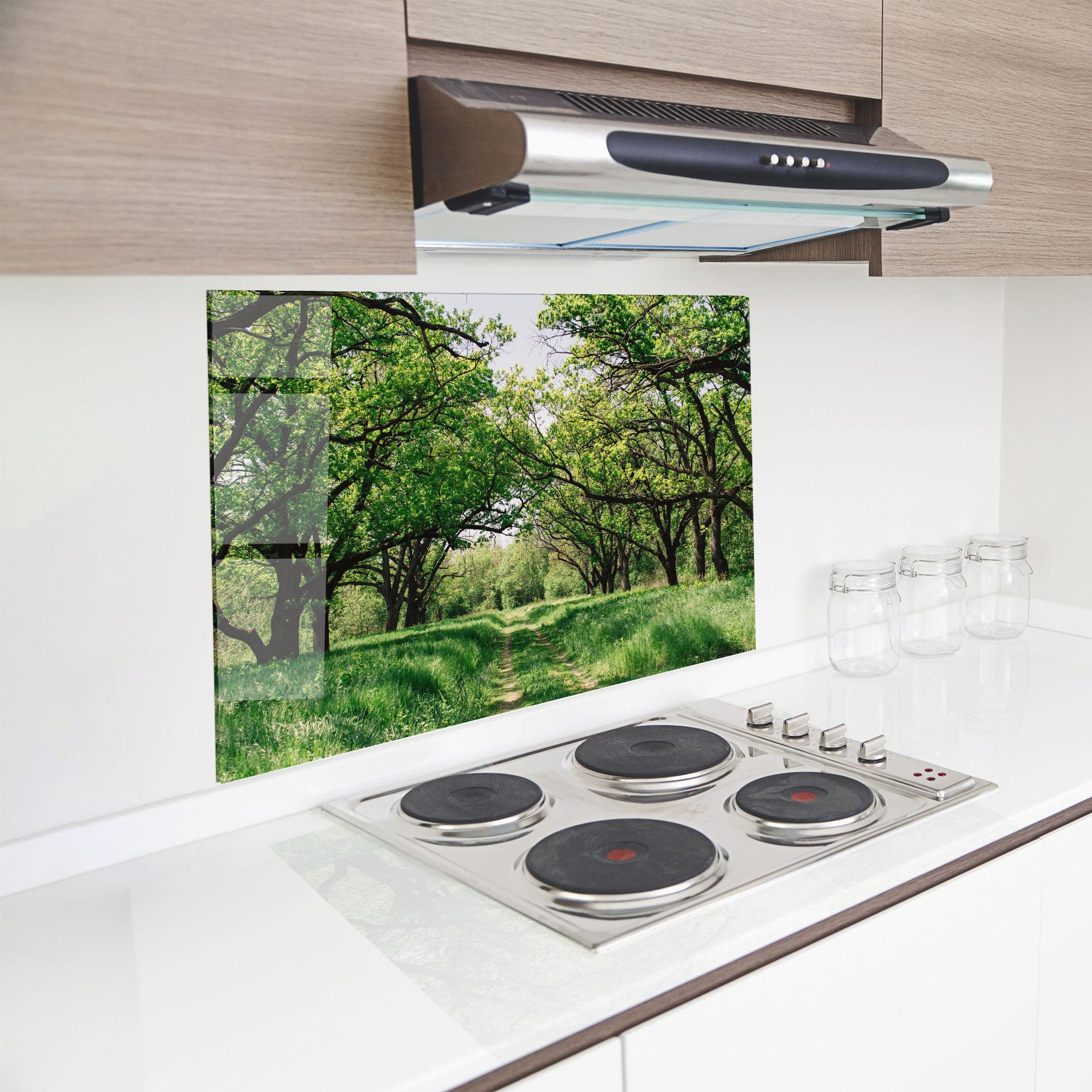 Panou Sticla Bucatarie Forest Green Path mockup 8