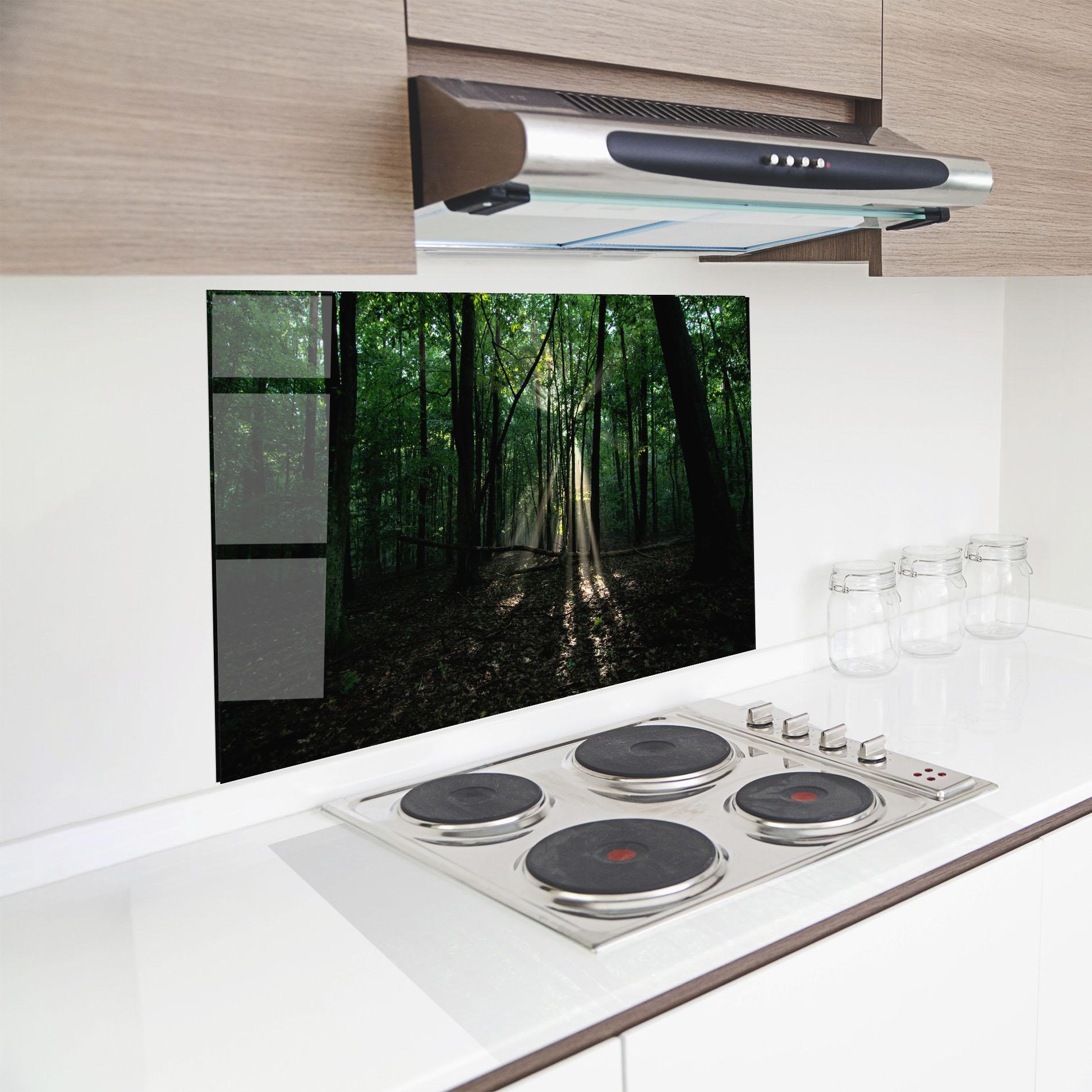 Panou Sticla Bucatarie Forest Sun Light mockup 8