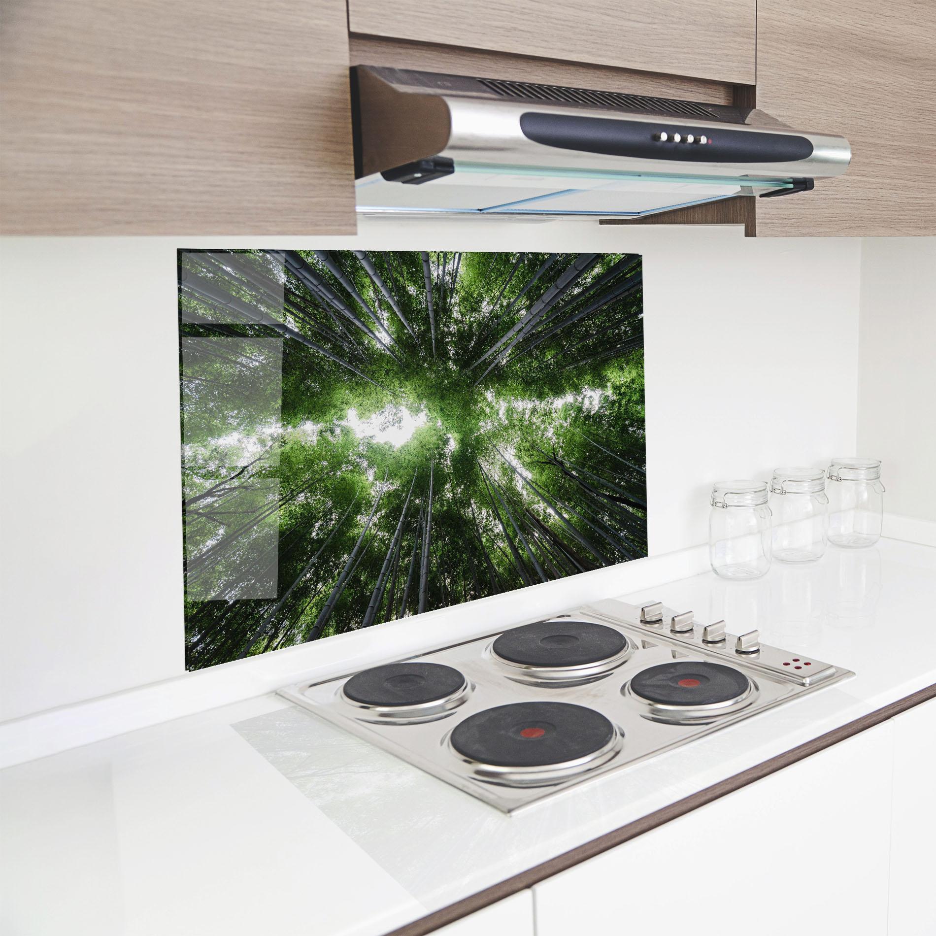 Panou Sticla Bucatarie Green Trees Forest mockup 8