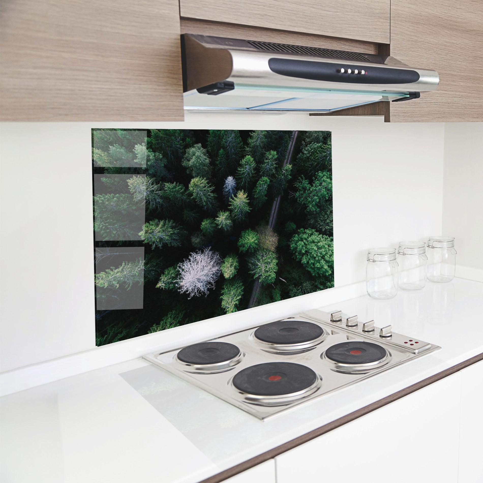 Panou Sticla Bucatarie Green Trees Road mockup 8