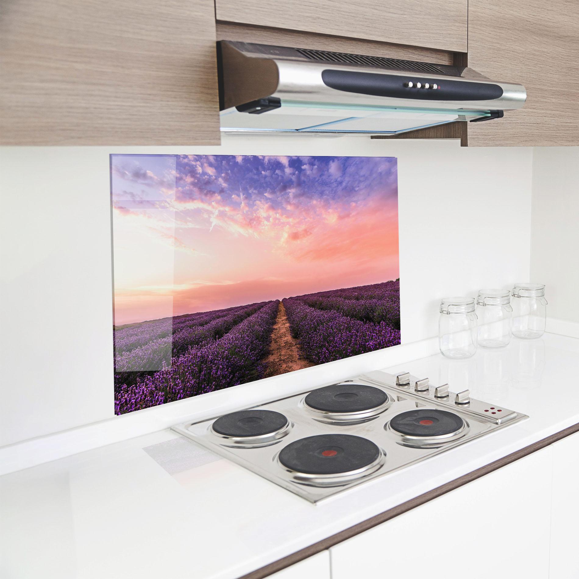 Panou Sticla Bucatarie Lavender Field mockup 8