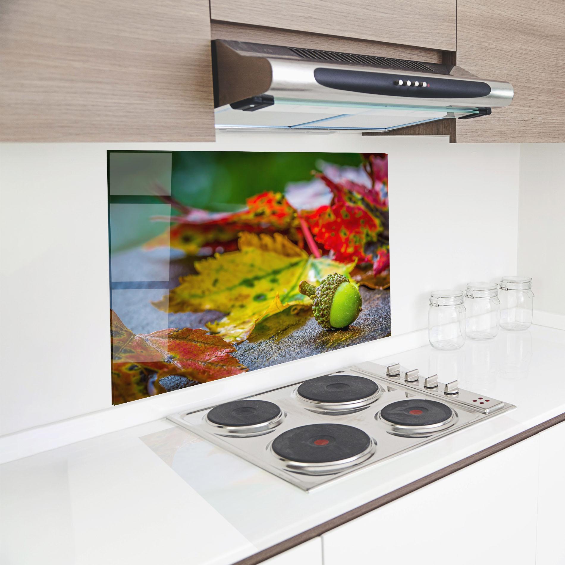 Panou Sticla Bucatarie Leaf Color Forest mockup 8