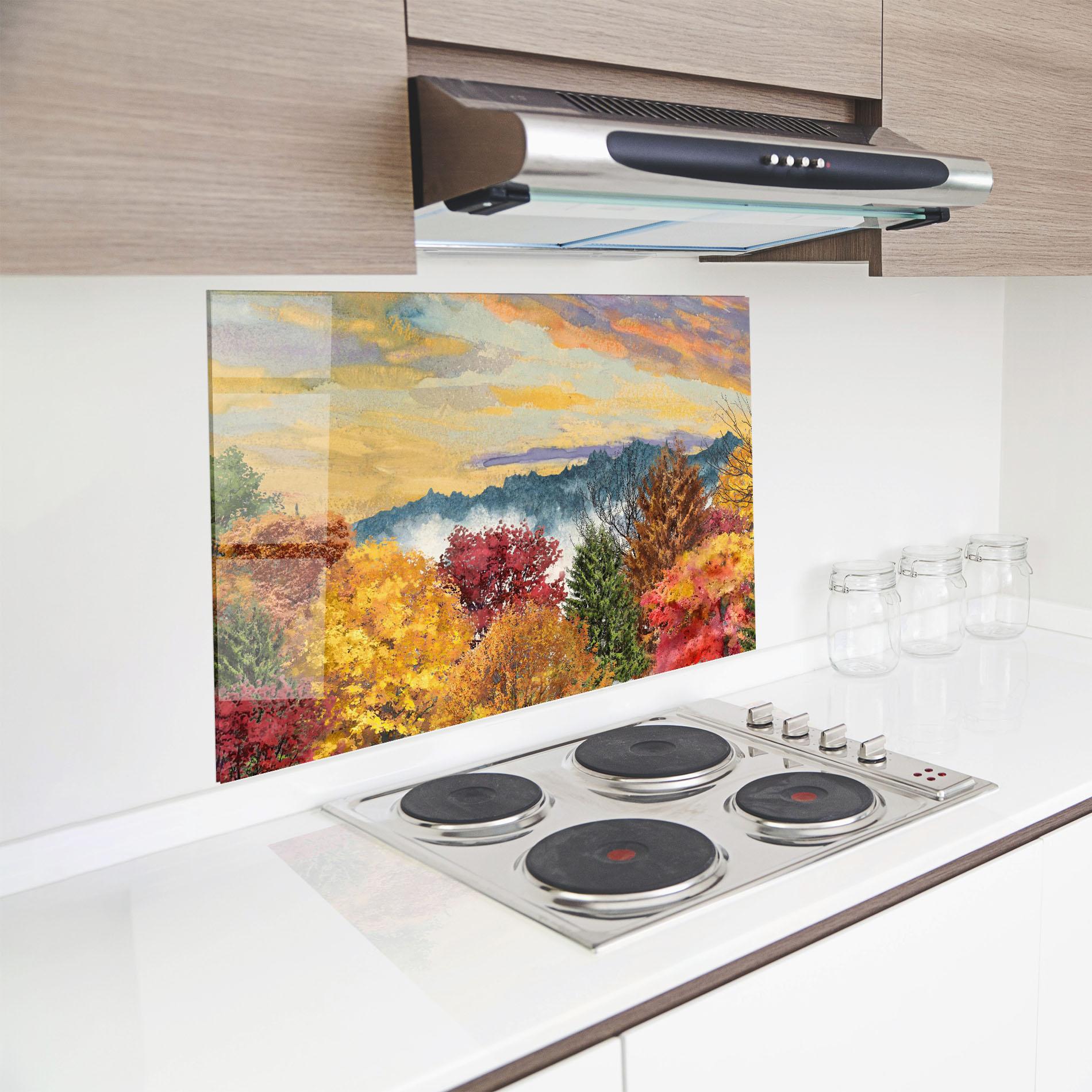 Panou Sticla Bucatarie Mix Color Trees mockup 8