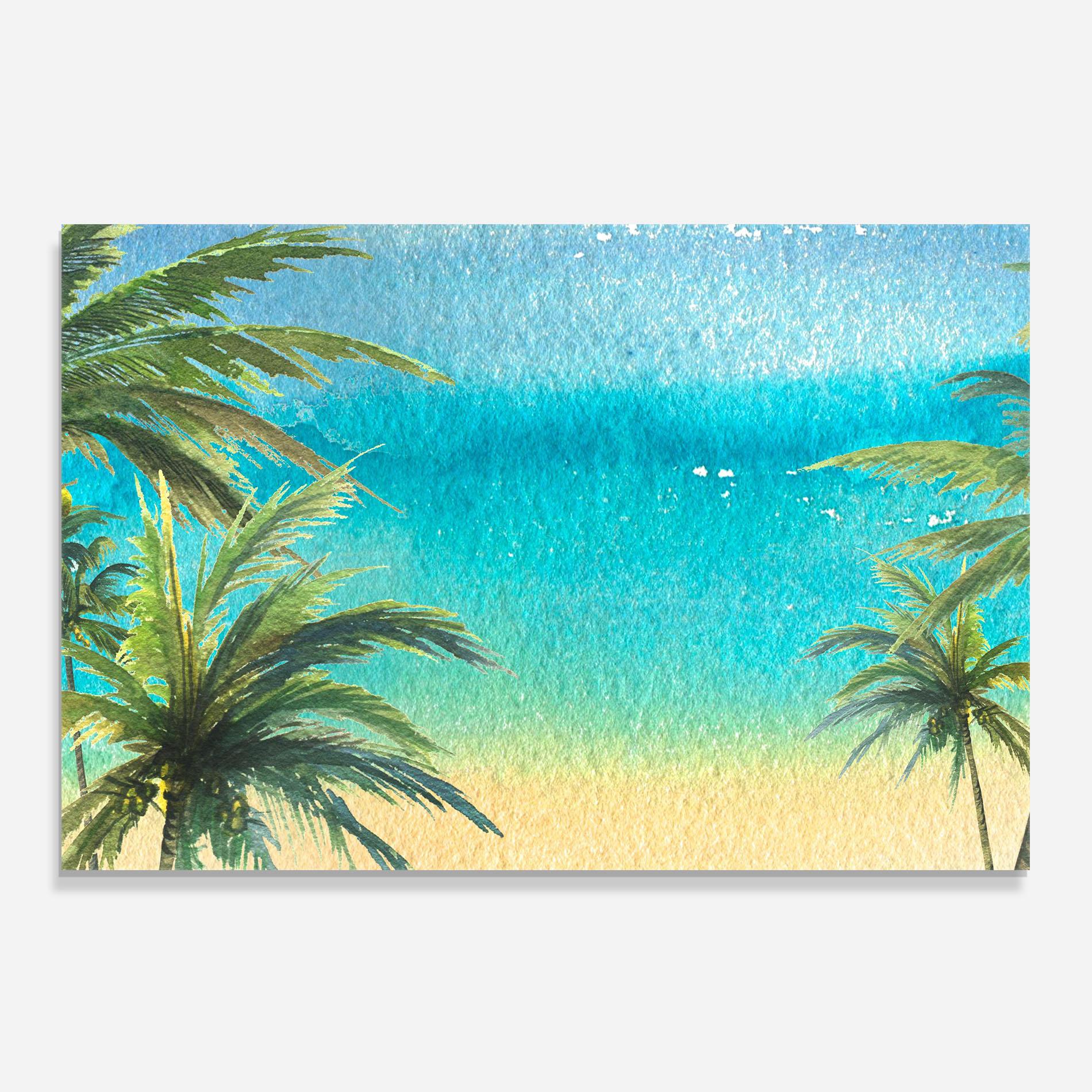 Panou Sticla Bucatarie Coconut Palms Paint mockup 0