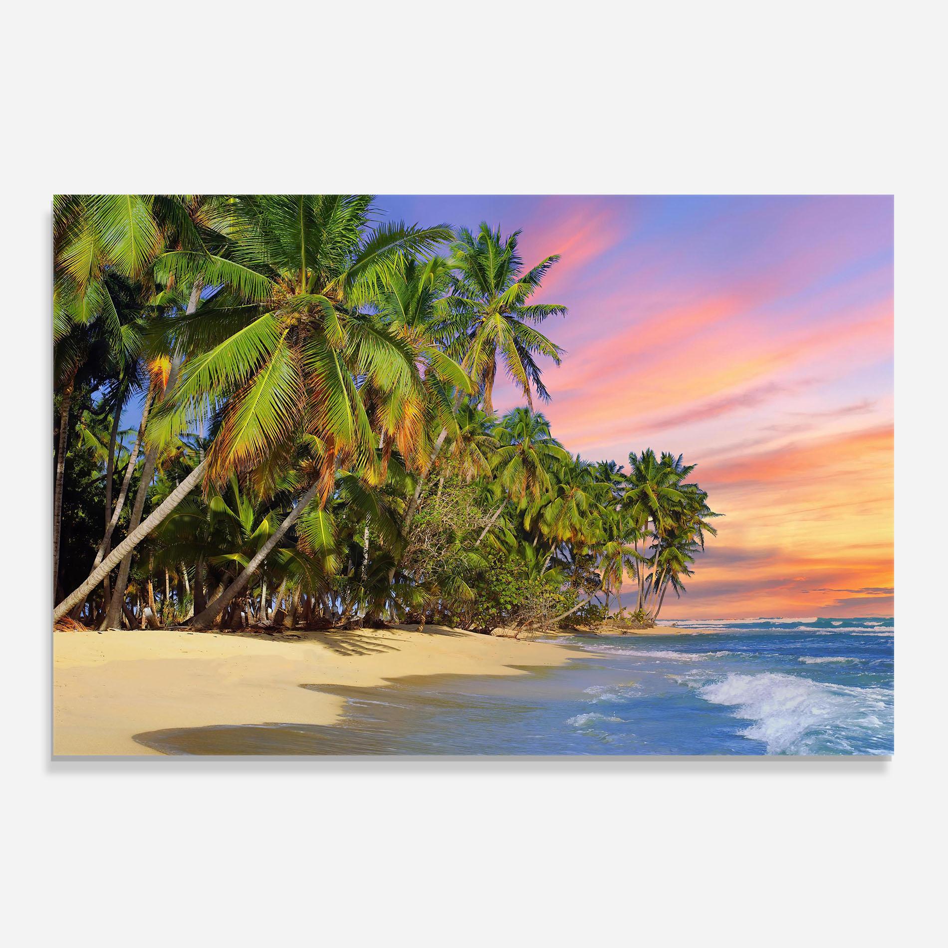 Panou Sticla Bucatarie Coconut Tree Sunset mockup 0