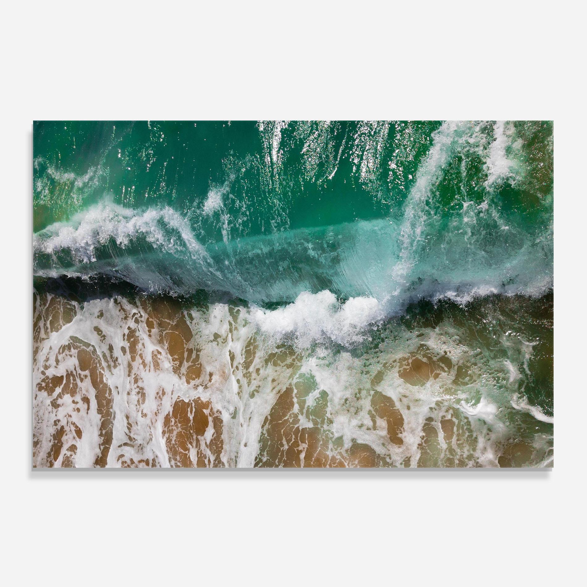 Panou Sticla Bucatarie Green Waves Beach mockup 0