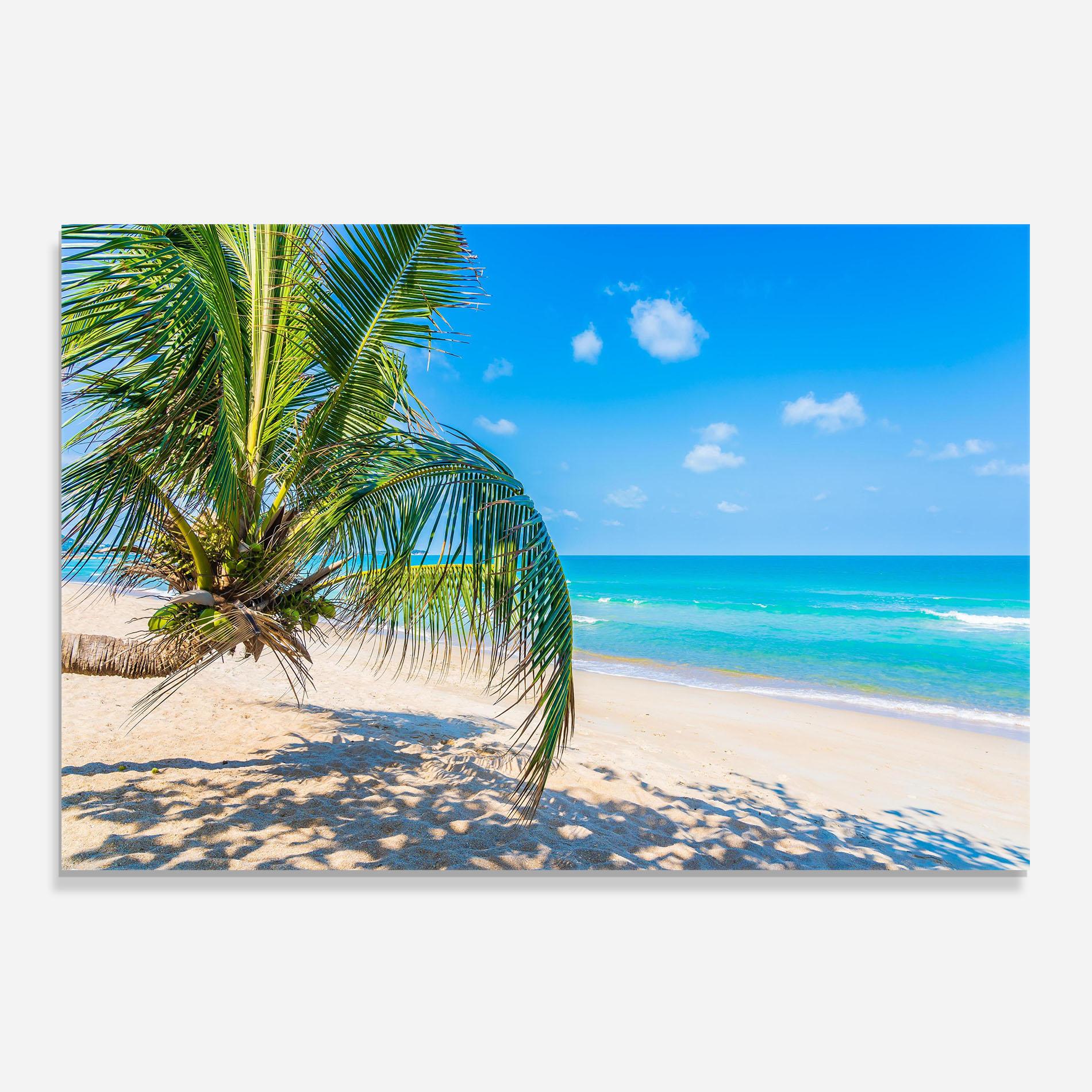 Panou Sticla Bucatarie Tropical Beach View mockup 0