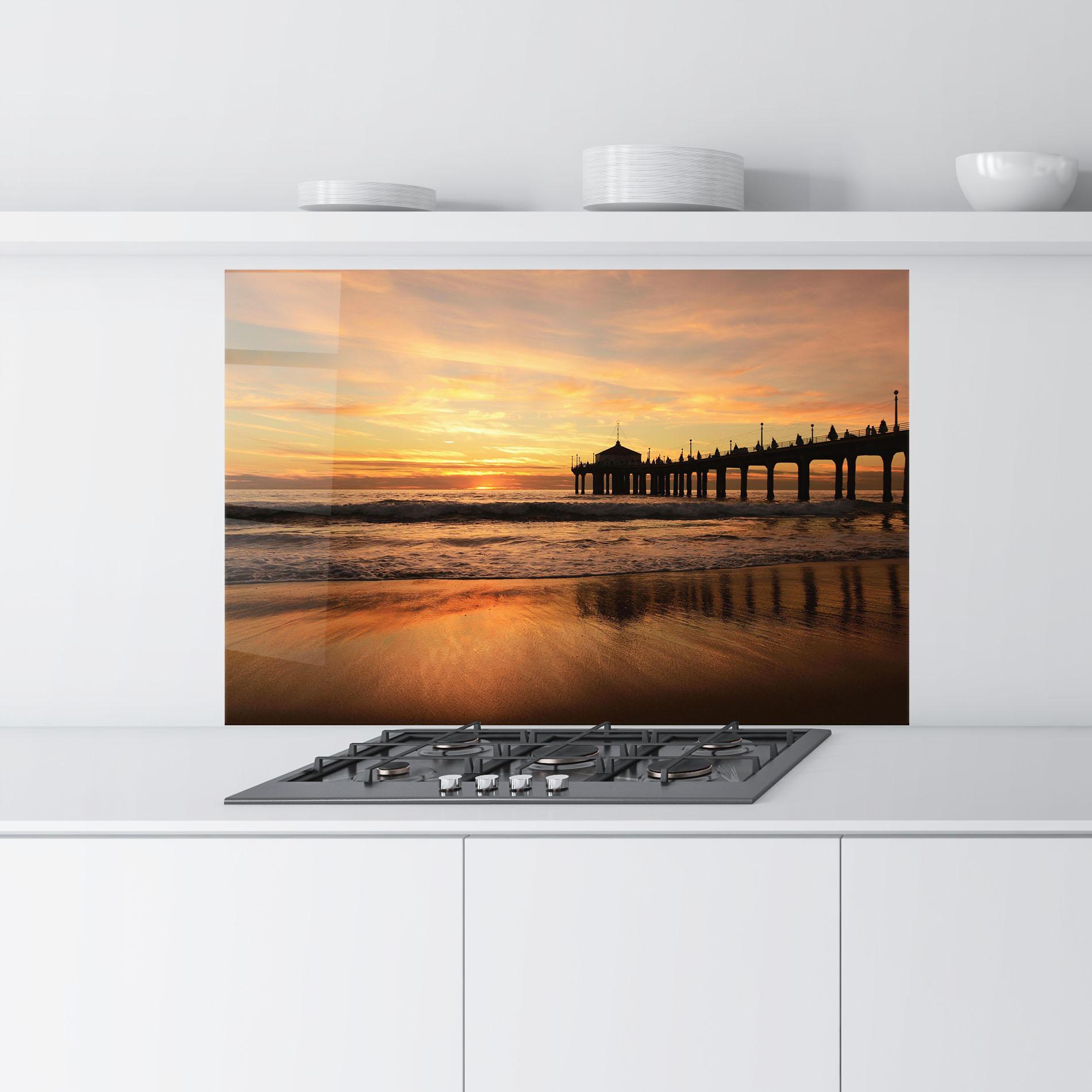 Panou Sticla Bucatarie Beach Sunset View mockup 9