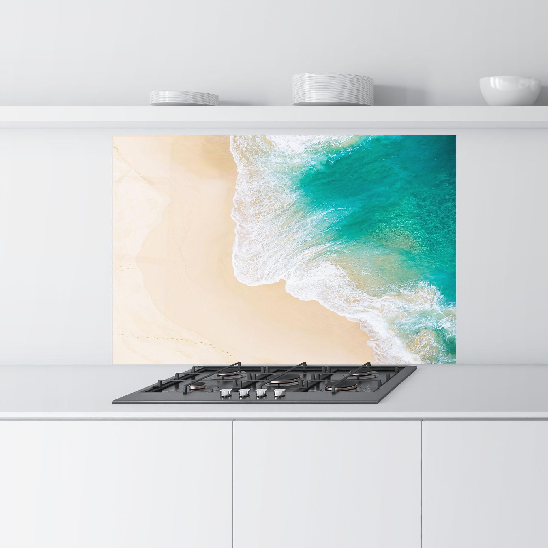Panou Sticla Bucatarie Beautiful Blue Waves mockup 9