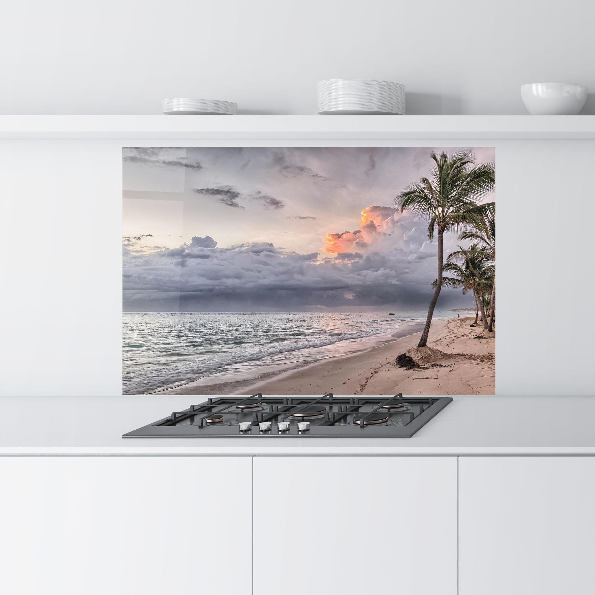 Panou Sticla Bucatarie Cloudy Beach mockup 9