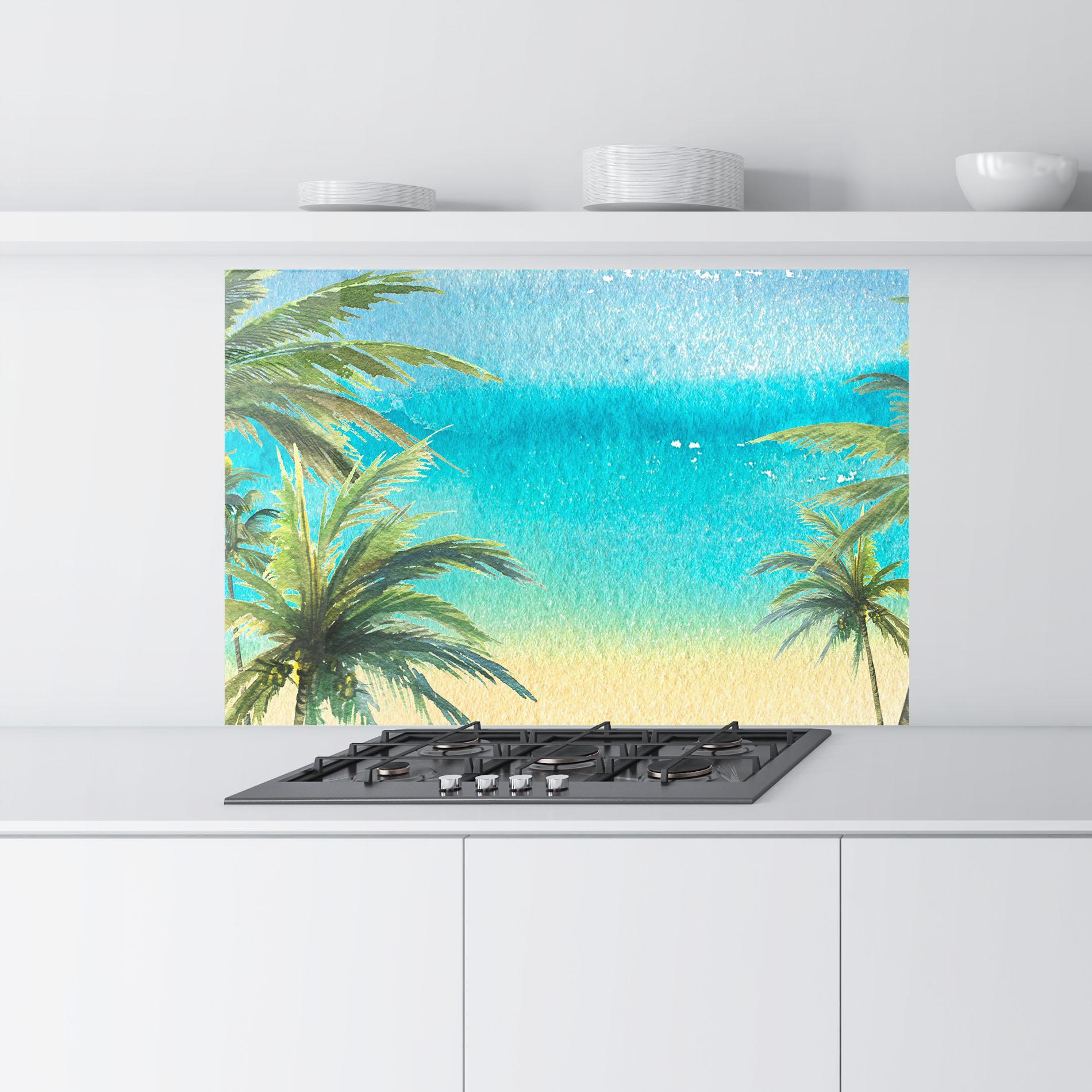 Panou Sticla Bucatarie Coconut Palms Paint mockup 9