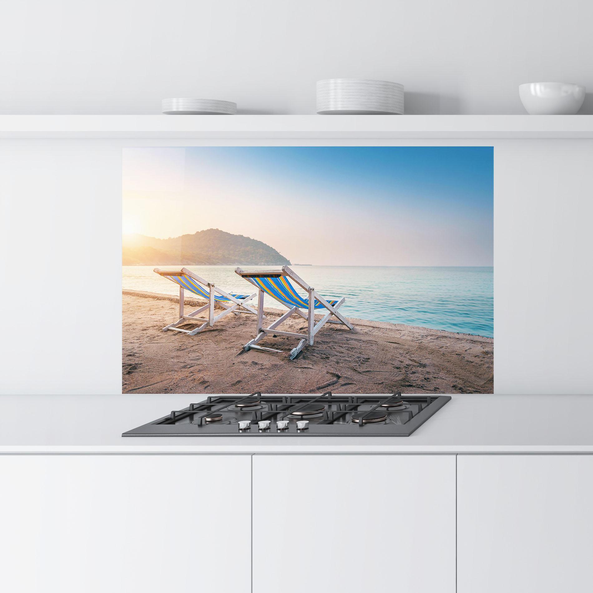 Panou Sticla Bucatarie Colorful Beach Chairs mockup 9