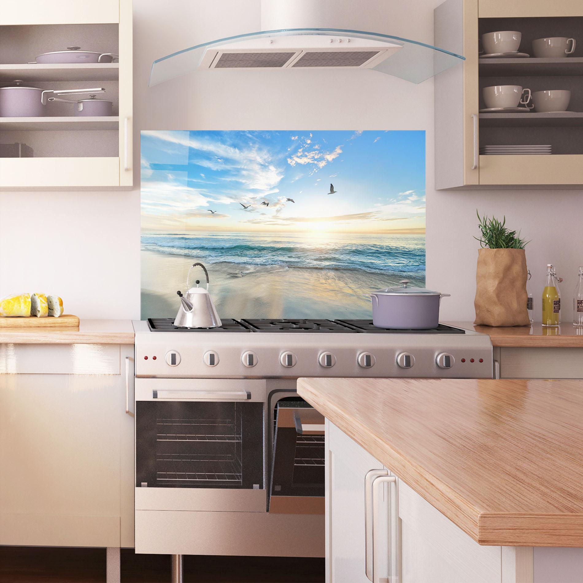 Panou Sticla Bucatarie Beautiful Beach mockup 1