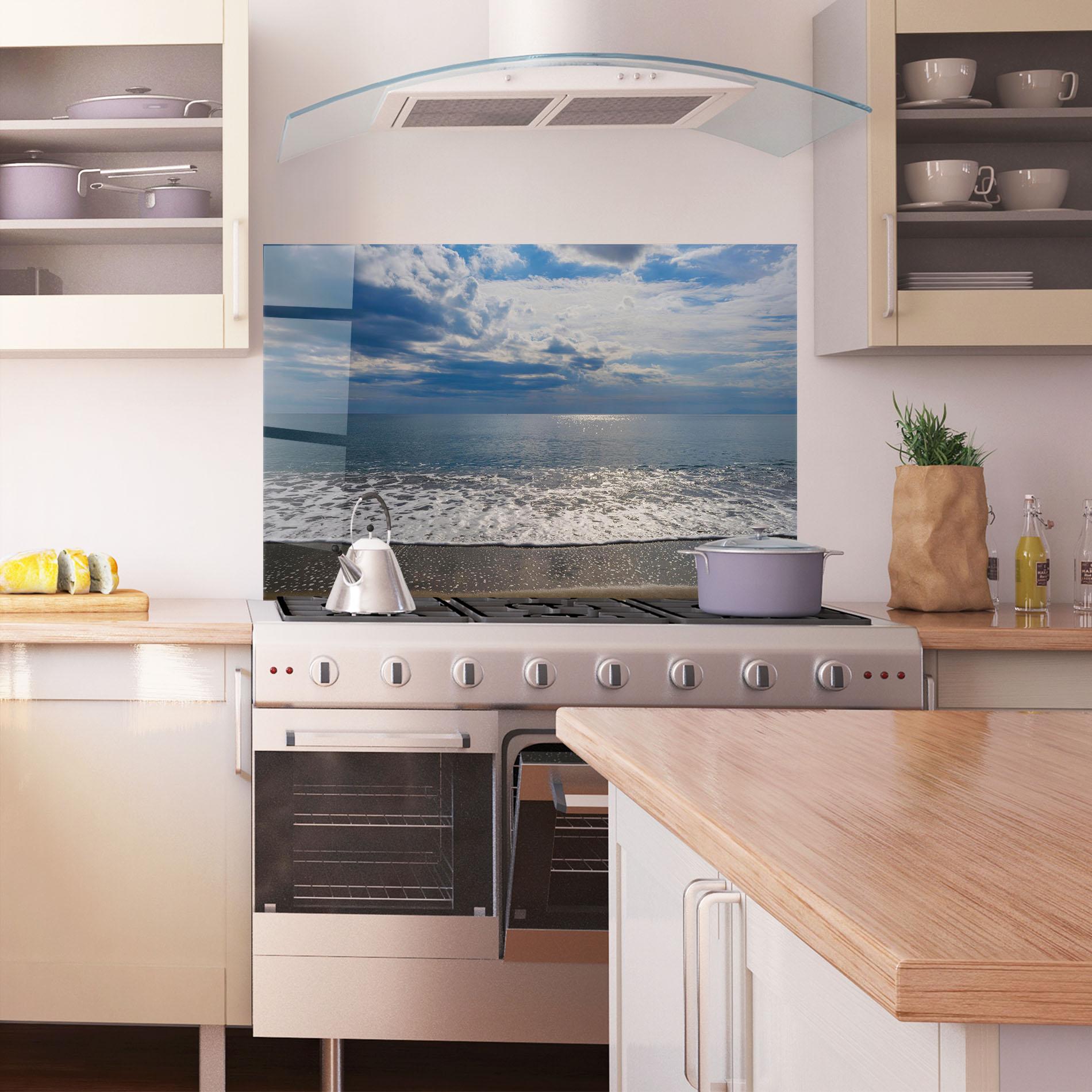 Panou Sticla Bucatarie Blue Cream Beach mockup 1