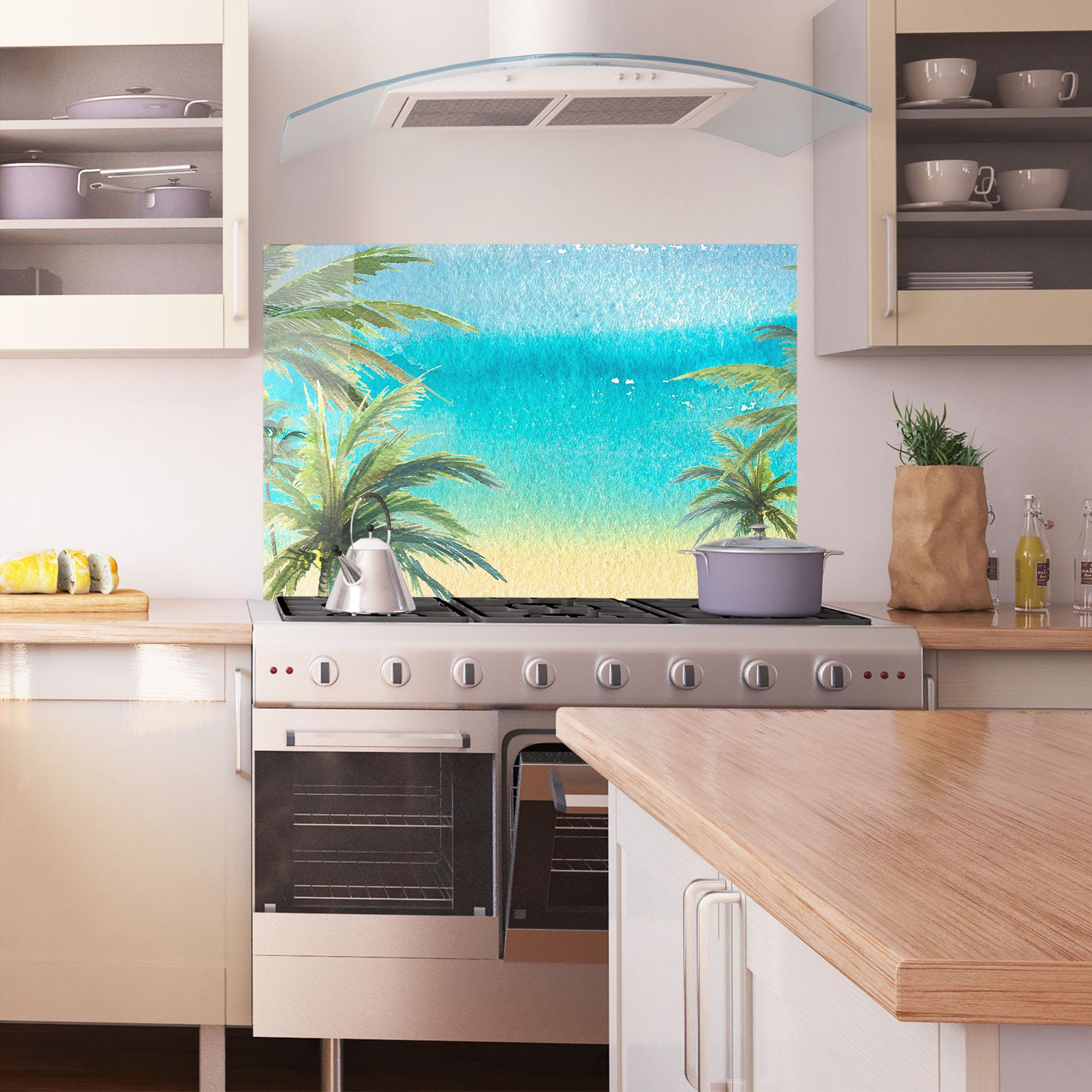 Panou Sticla Bucatarie Coconut Palms Paint mockup 1