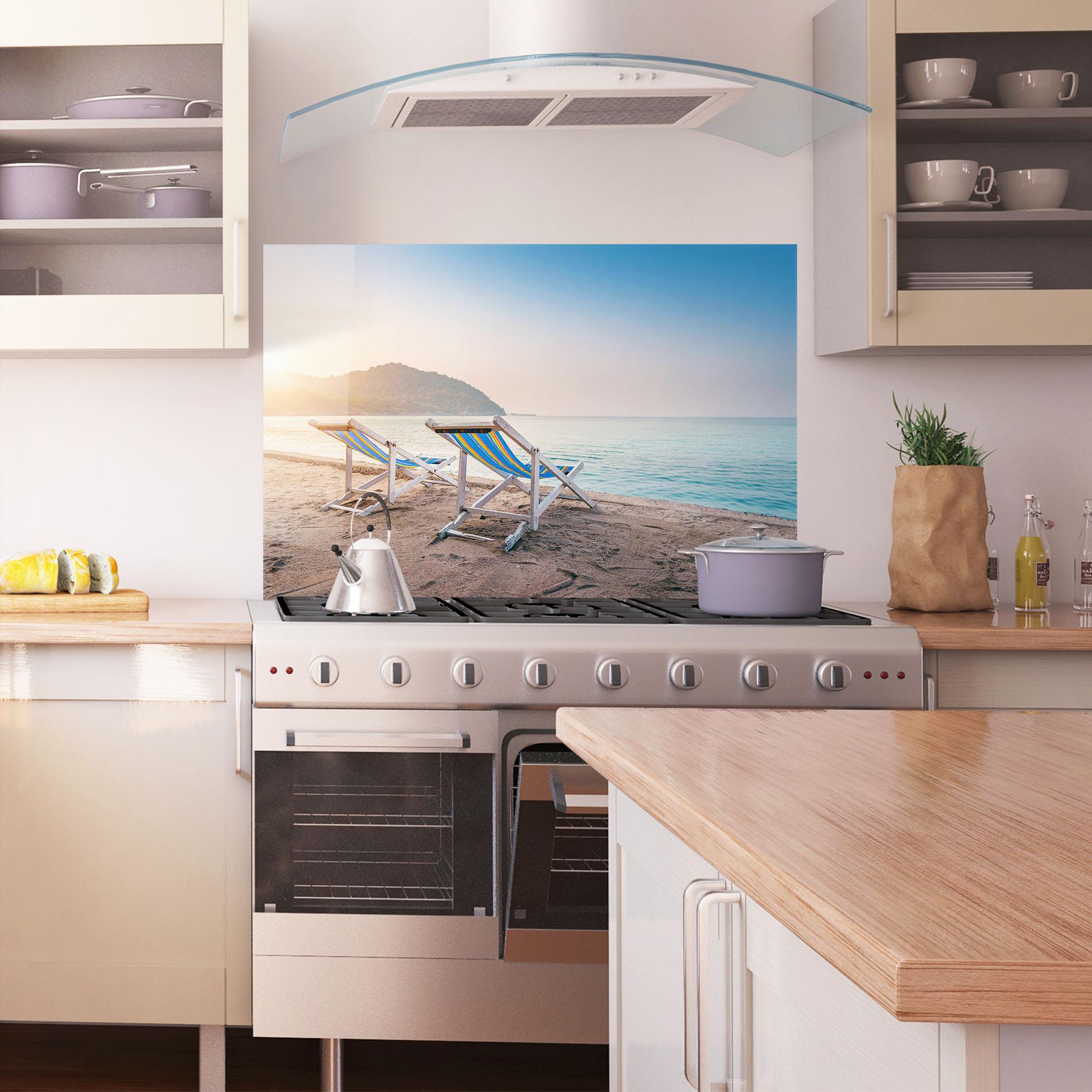 Panou Sticla Bucatarie Colorful Beach Chairs mockup 1