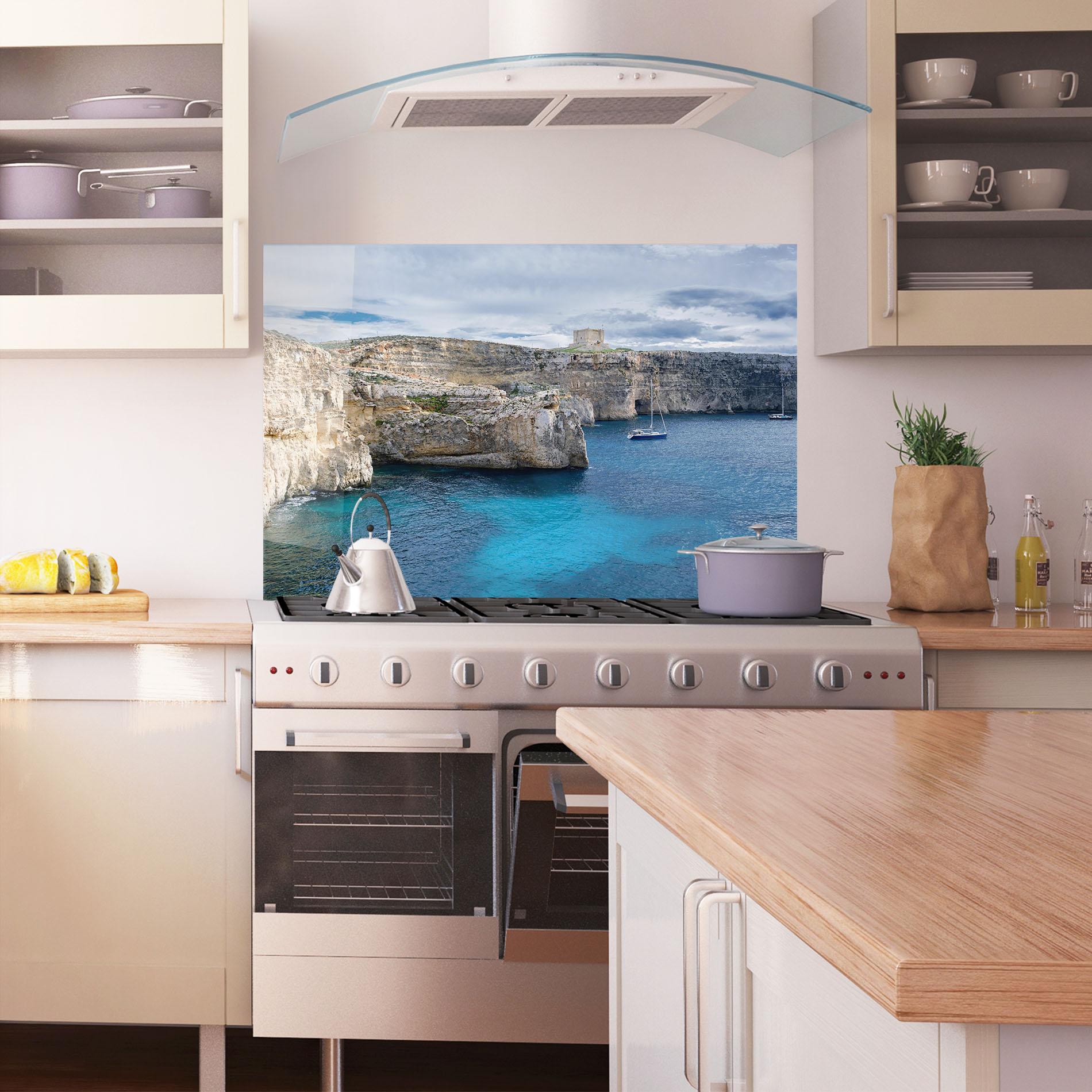 Panou Sticla Bucatarie Island Landscape mockup 1