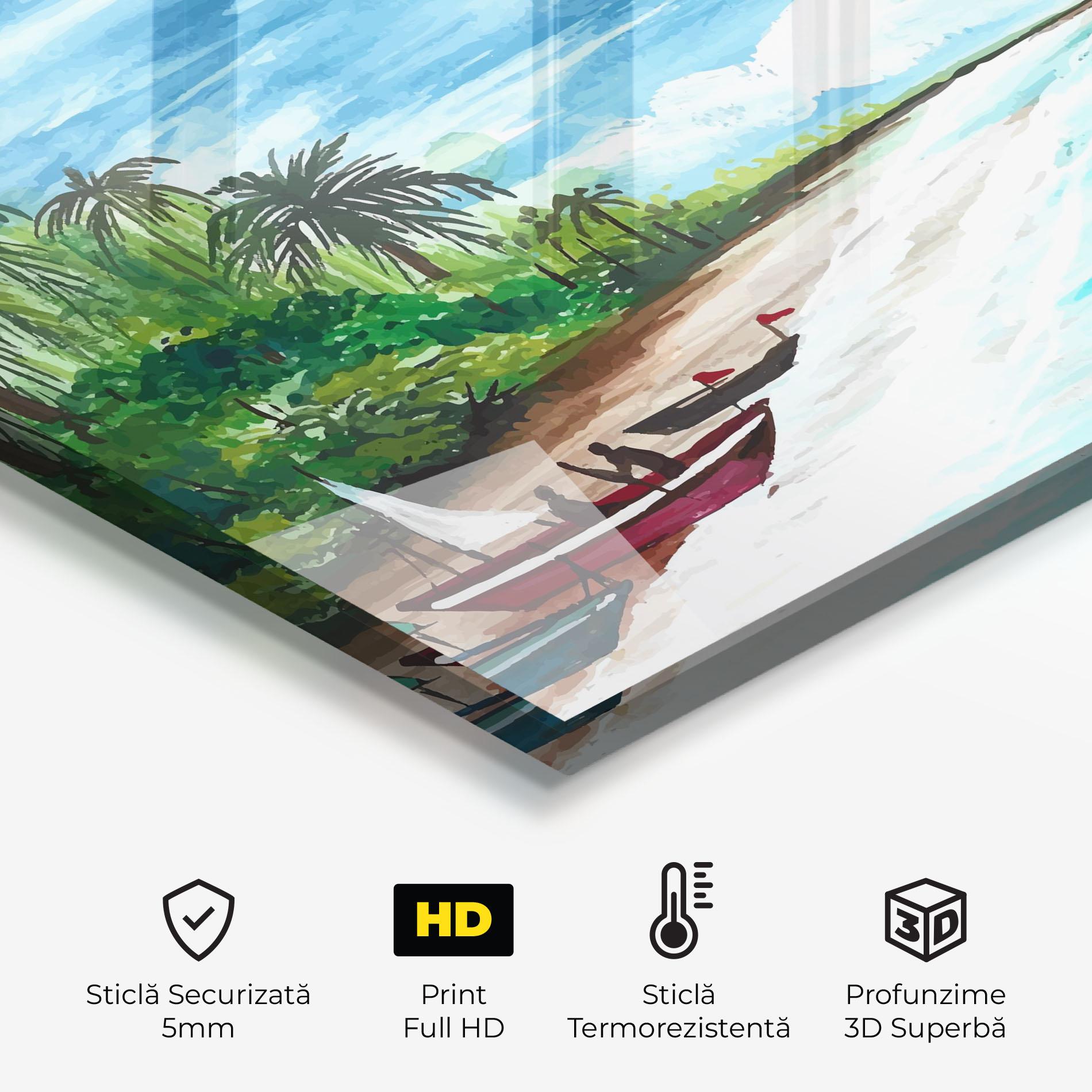 Panou Sticla Bucatarie Beach Painting Art mockup 2