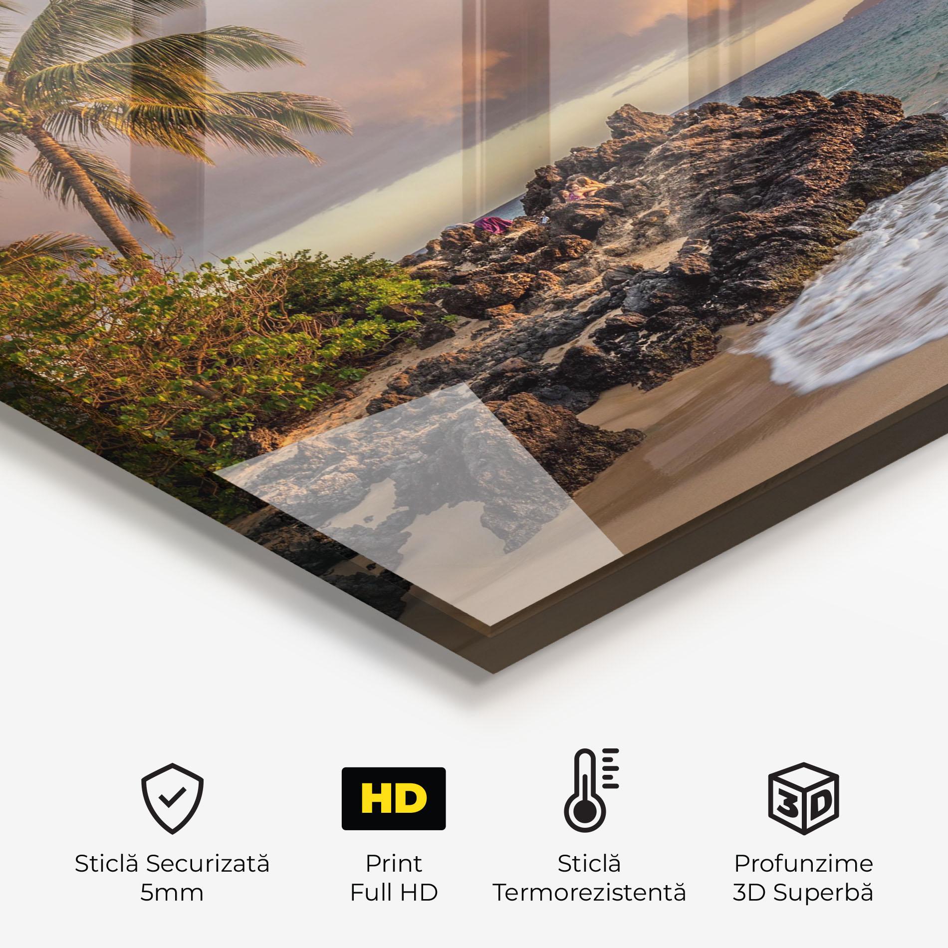 Panou Sticla Bucatarie Beautiful Beach Landscape mockup 2