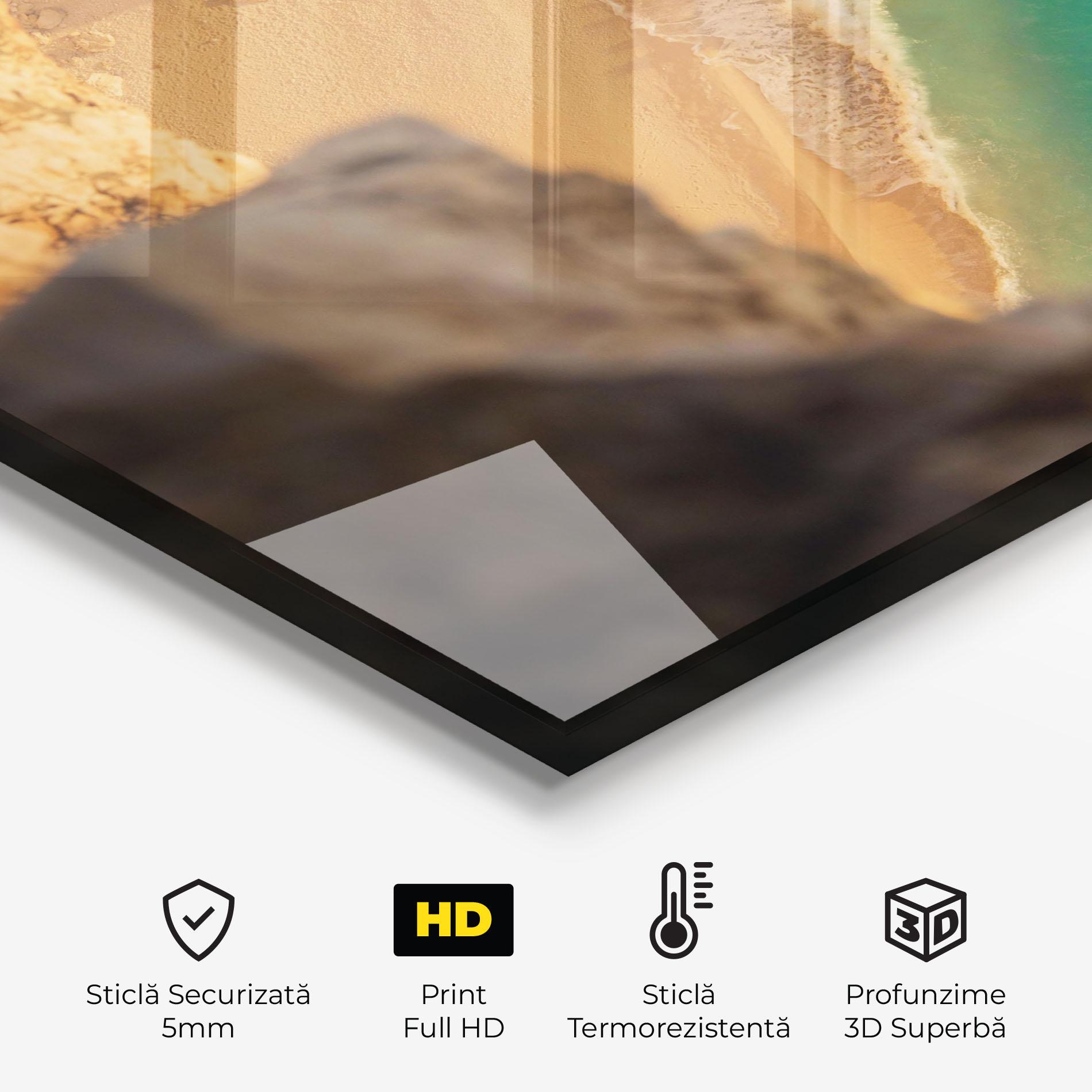 Panou Sticla Bucatarie Blue Beach Water mockup 2