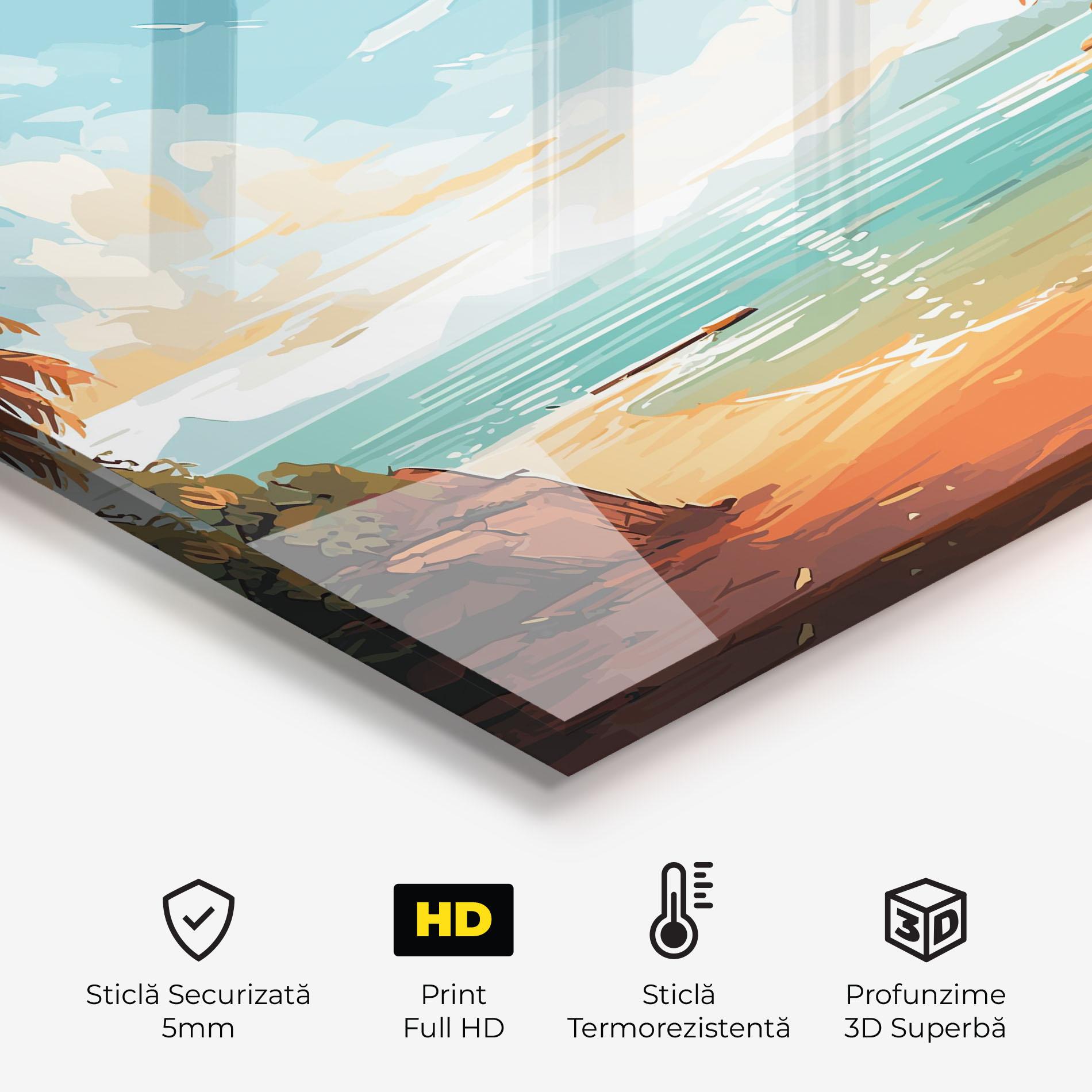 Panou Sticla Bucatarie Blue Sky Beach mockup 2