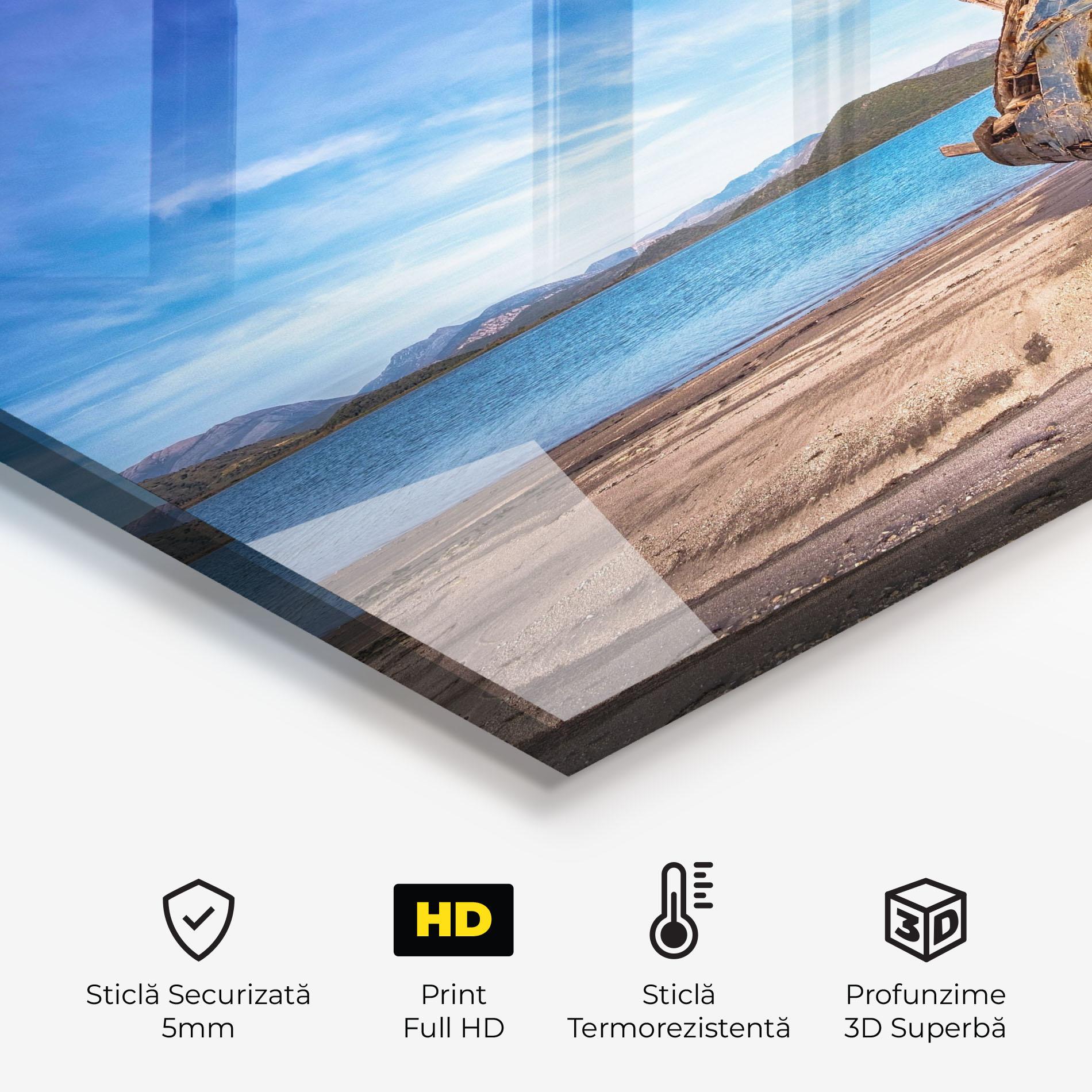 Panou Sticla Bucatarie Boat Blue Sky mockup 2