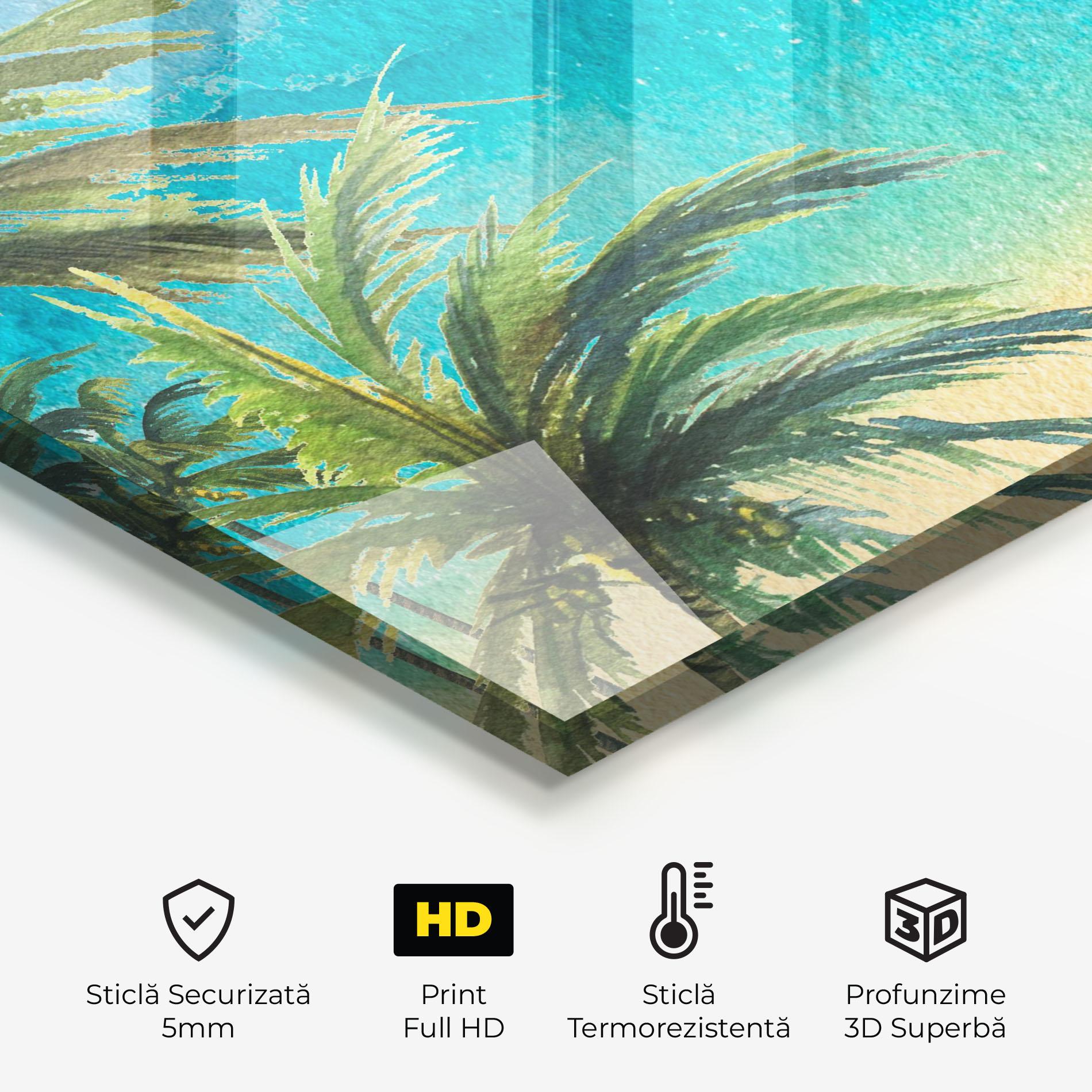 Panou Sticla Bucatarie Coconut Palms Paint mockup 2