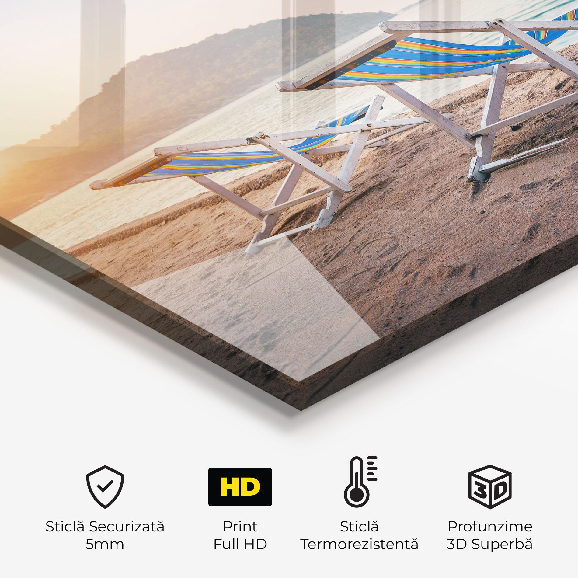 Panou Sticla Bucatarie Colorful Beach Chairs mockup 2