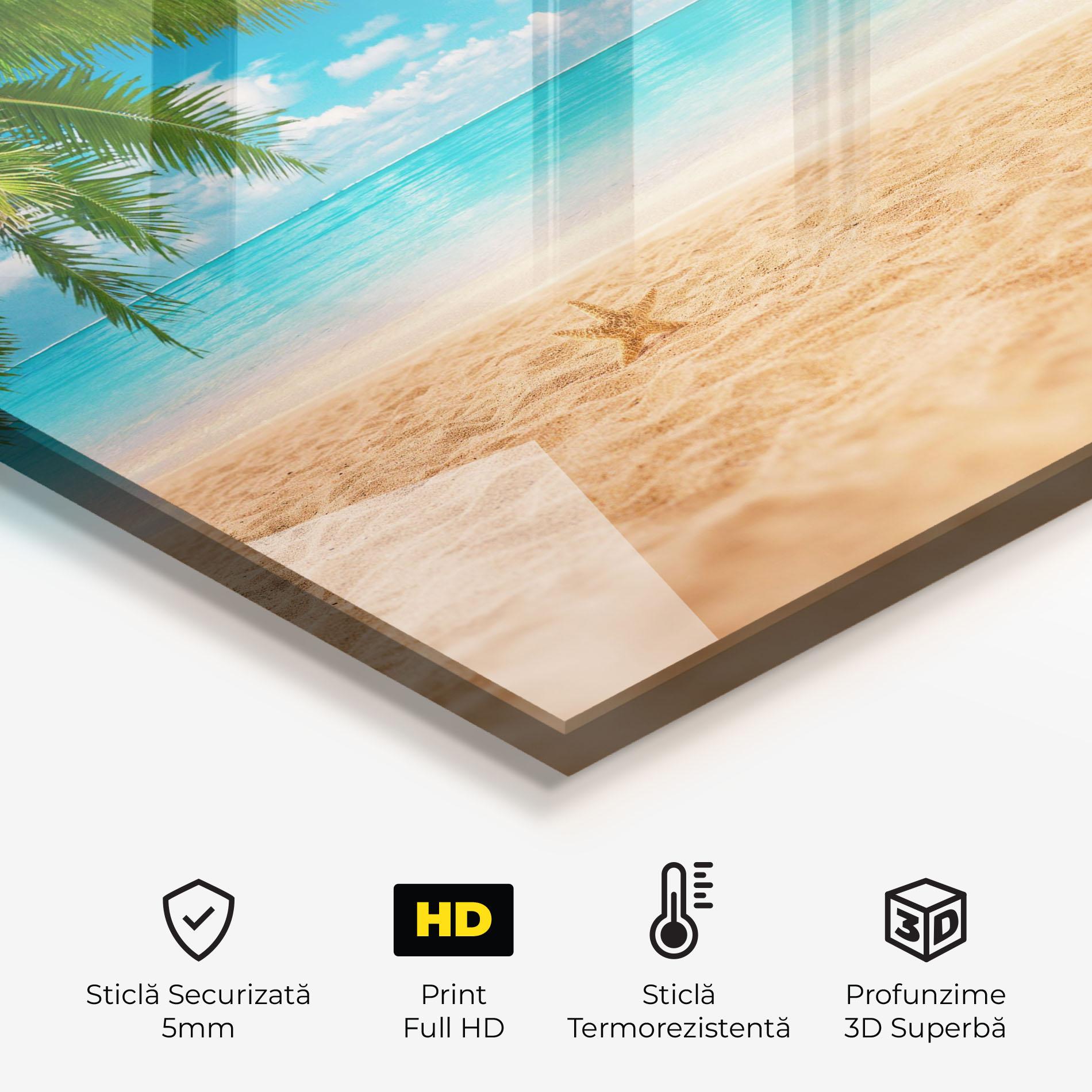 Panou Sticla Bucatarie Exotic Beach Ocean mockup 2