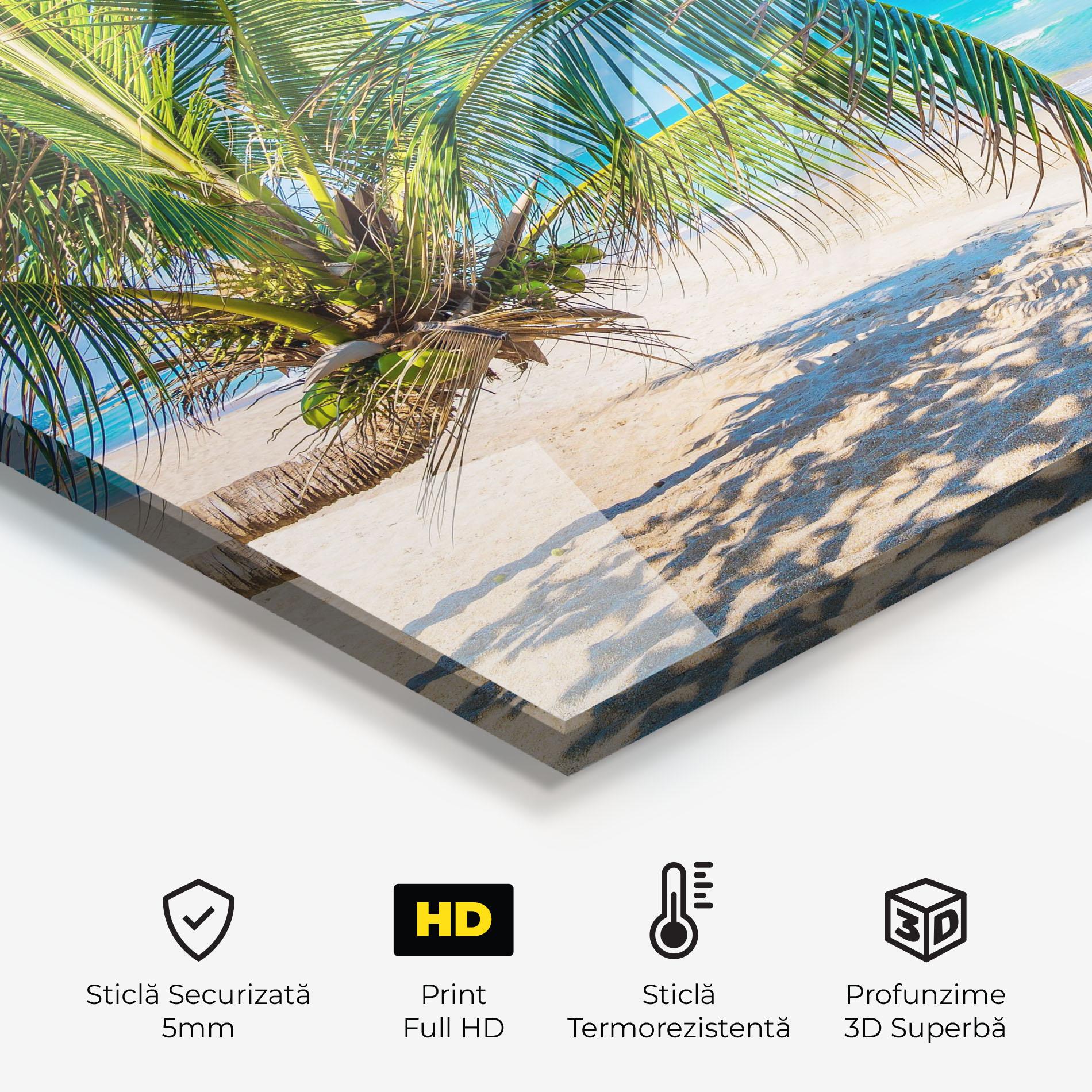 Panou Sticla Bucatarie Tropical Beach View mockup 2