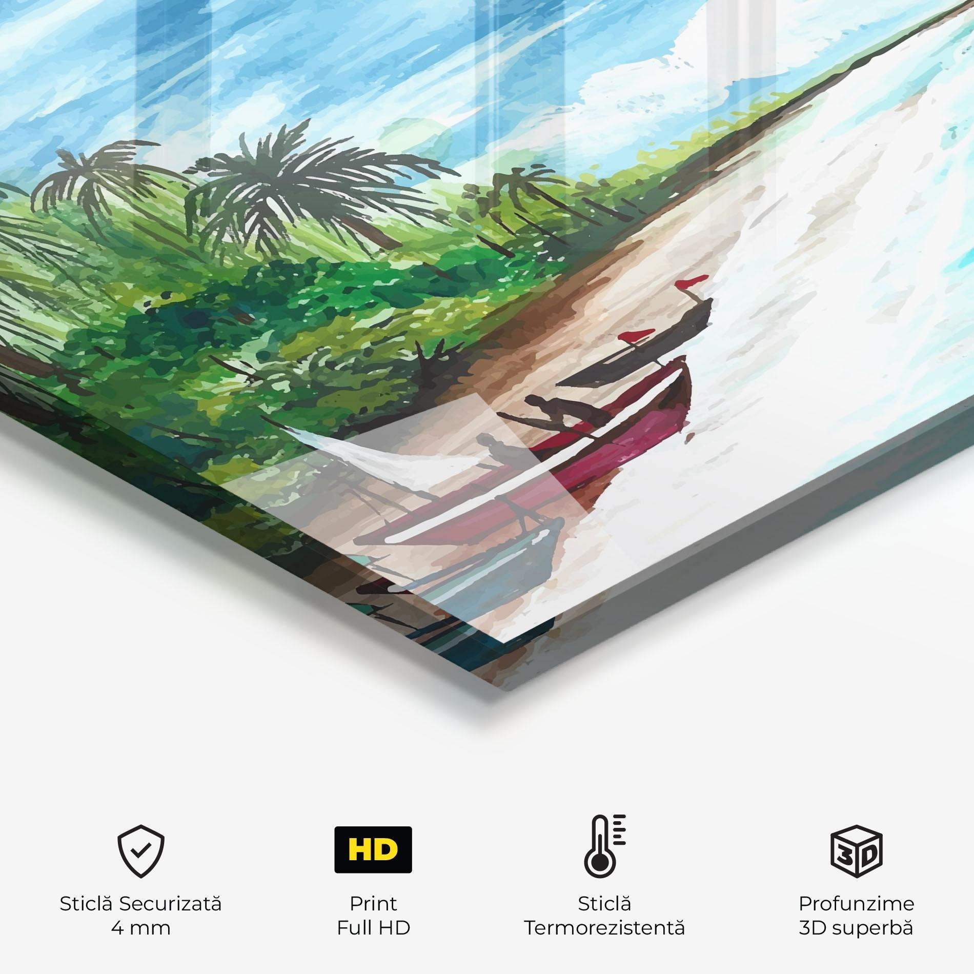 Panou Sticla Bucatarie Beach Painting Art mockup 2