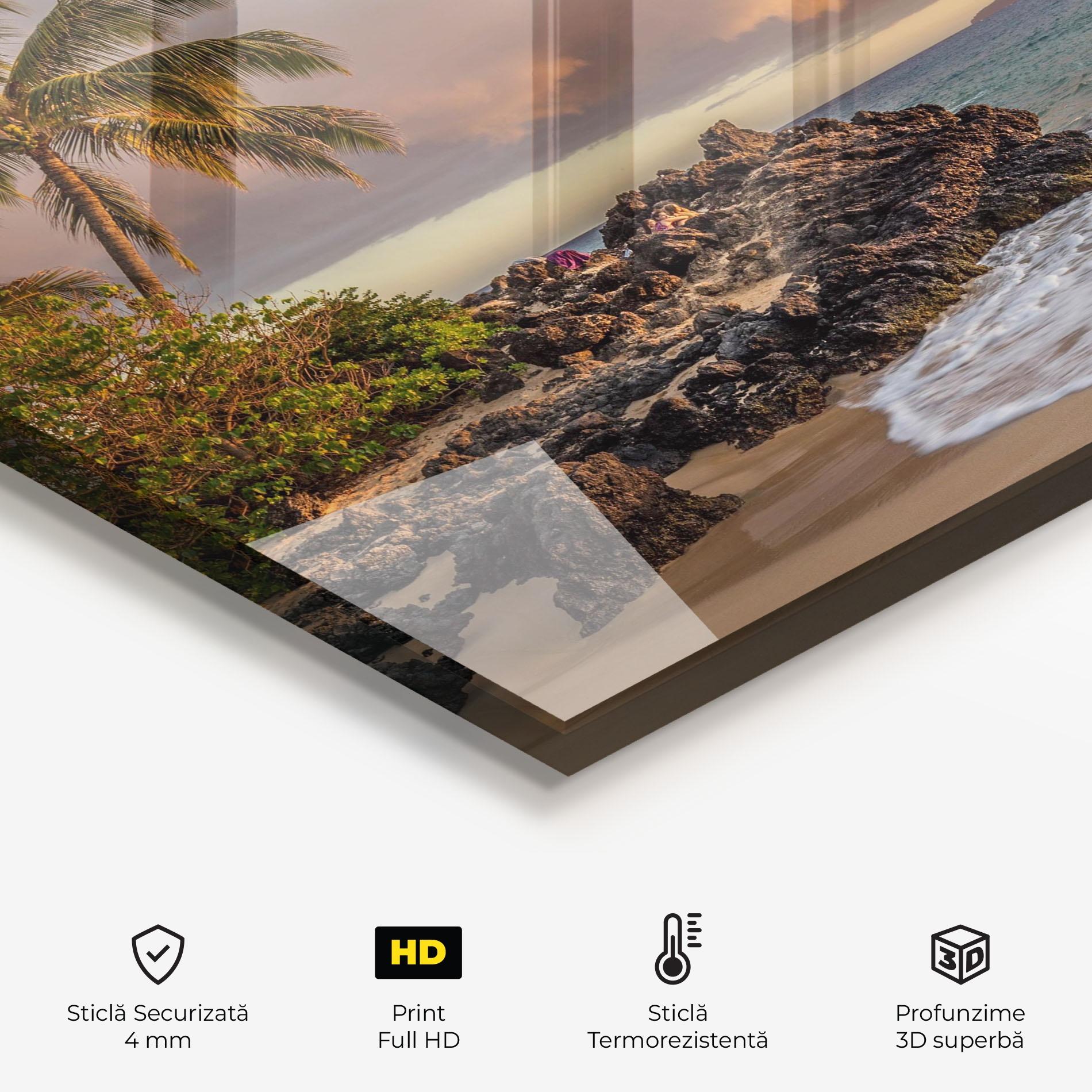 Panou Sticla Bucatarie Beautiful Beach Landscape mockup 2