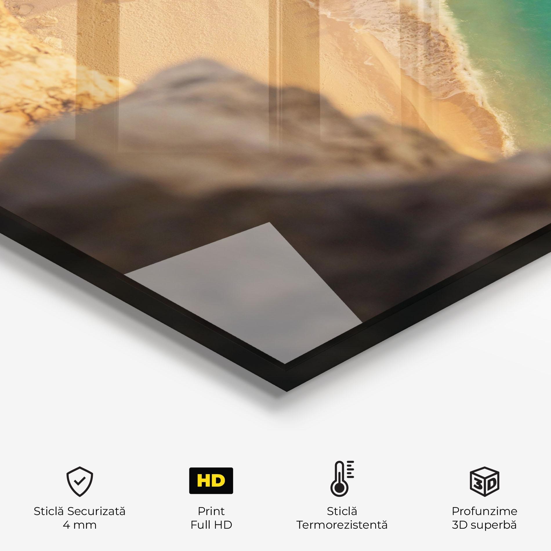 Panou Sticla Bucatarie Blue Beach Water mockup 2