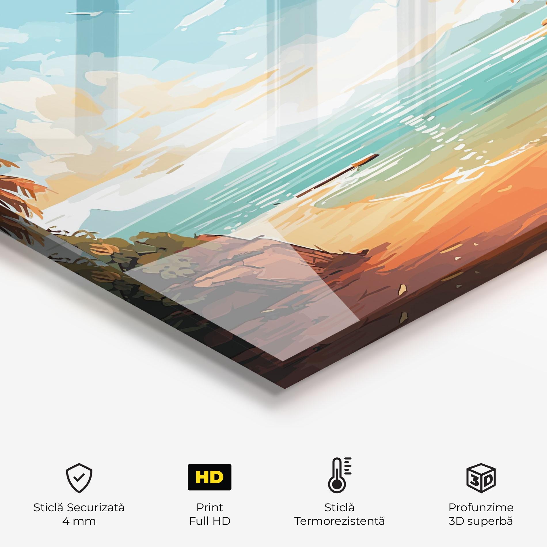 Panou Sticla Bucatarie Blue Sky Beach mockup 2