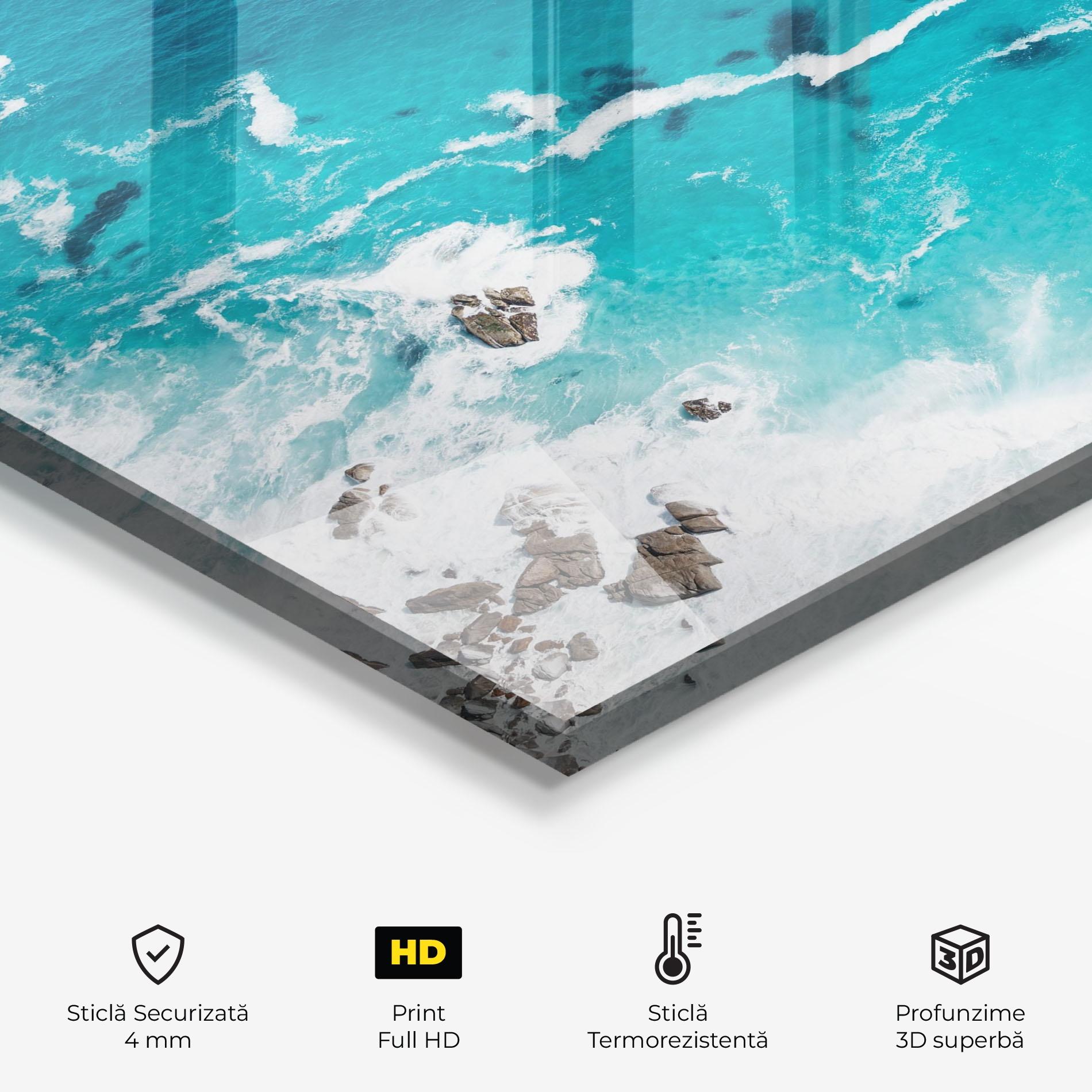 Panou Sticla Bucatarie Blue Water Beach mockup 2