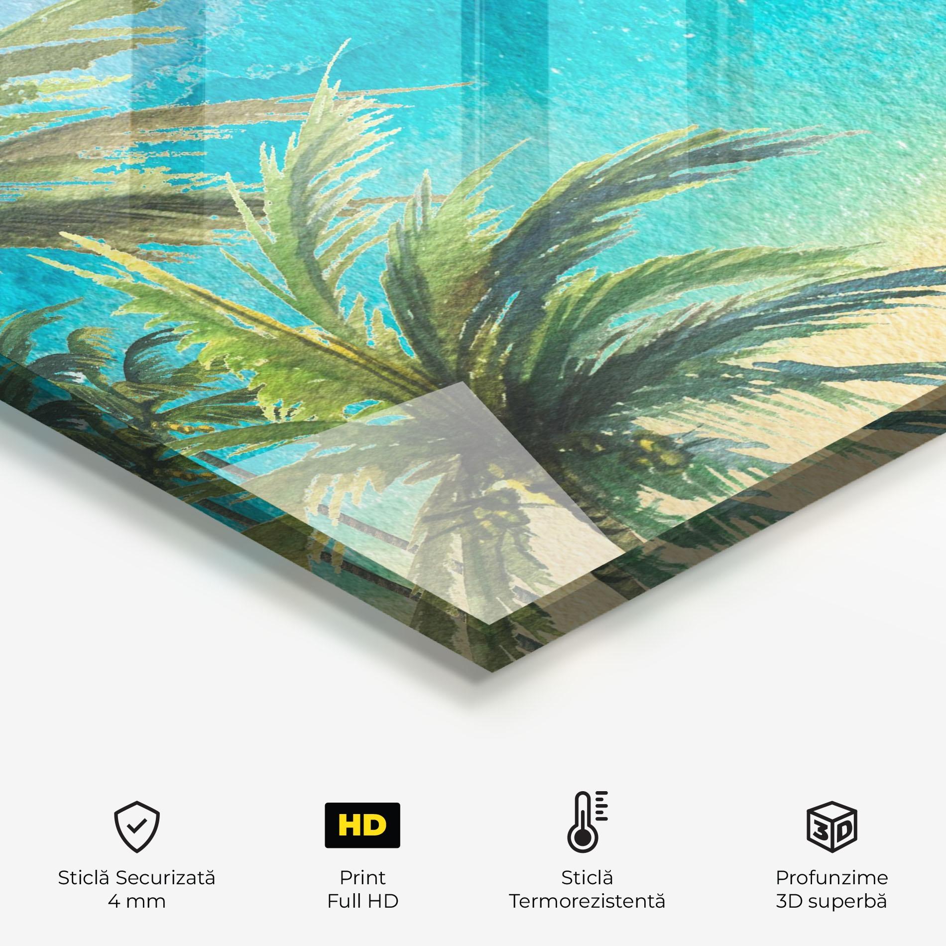 Panou Sticla Bucatarie Coconut Palms Paint mockup 2