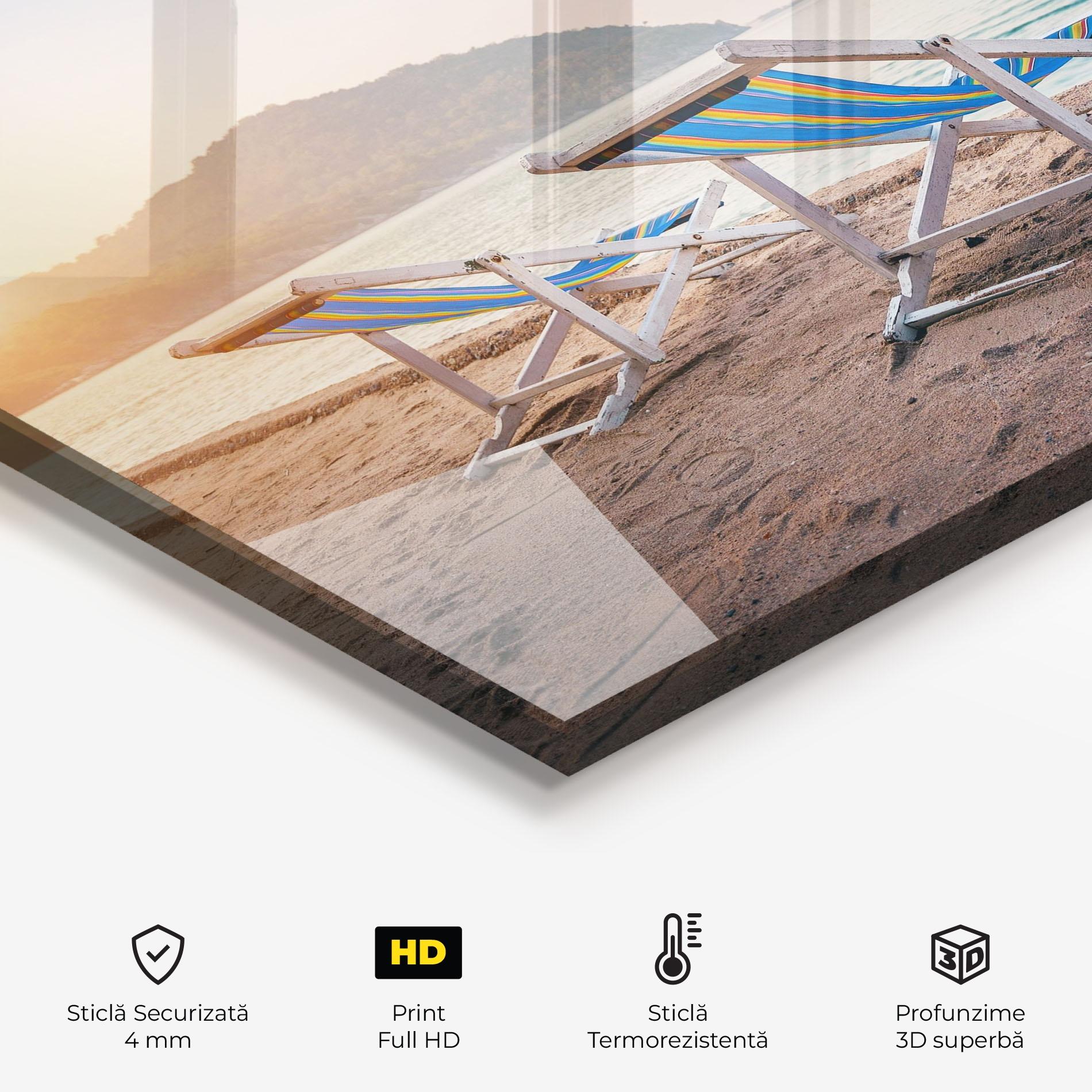 Panou Sticla Bucatarie Colorful Beach Chairs mockup 2