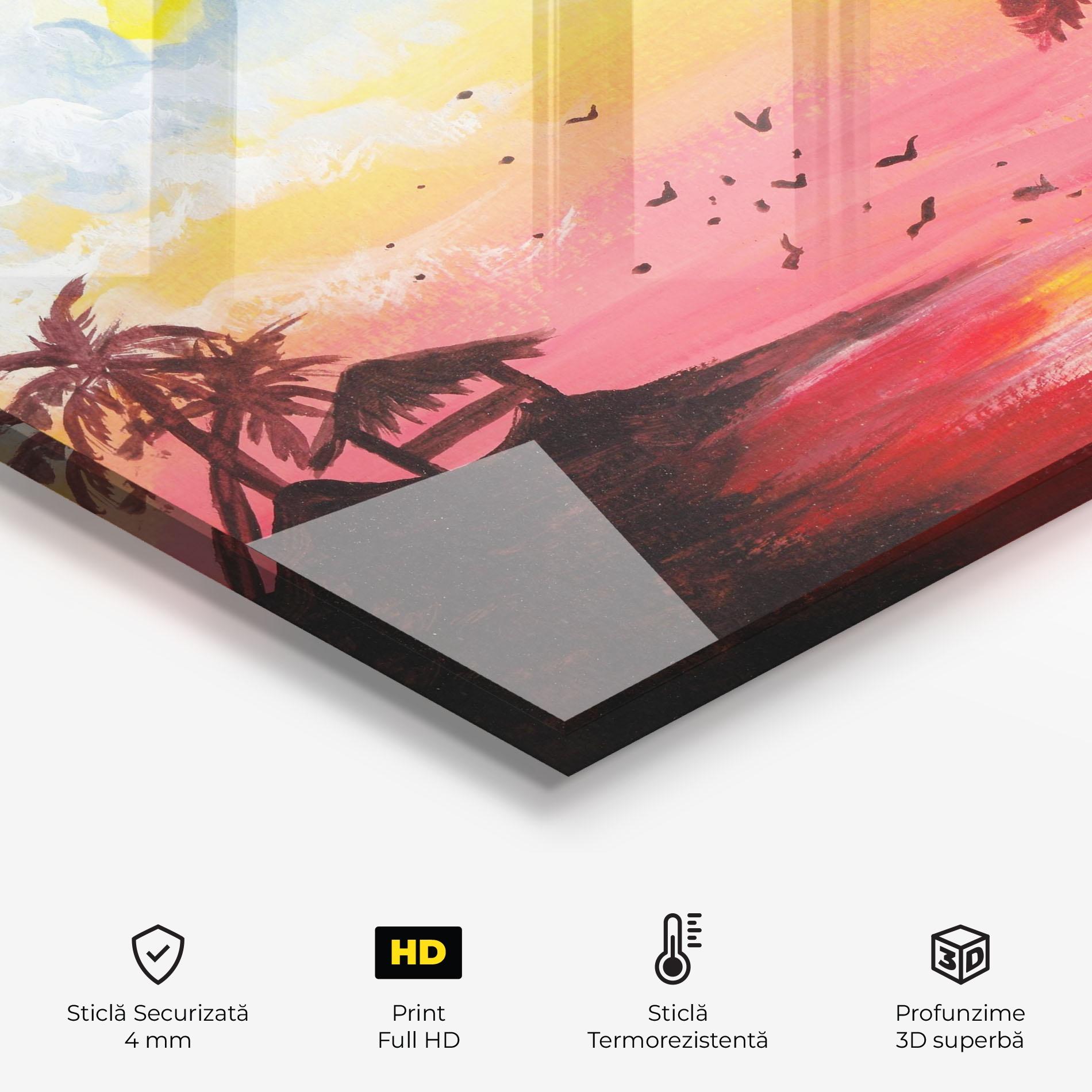Panou Sticla Bucatarie Sunset Gouache Painting mockup 2