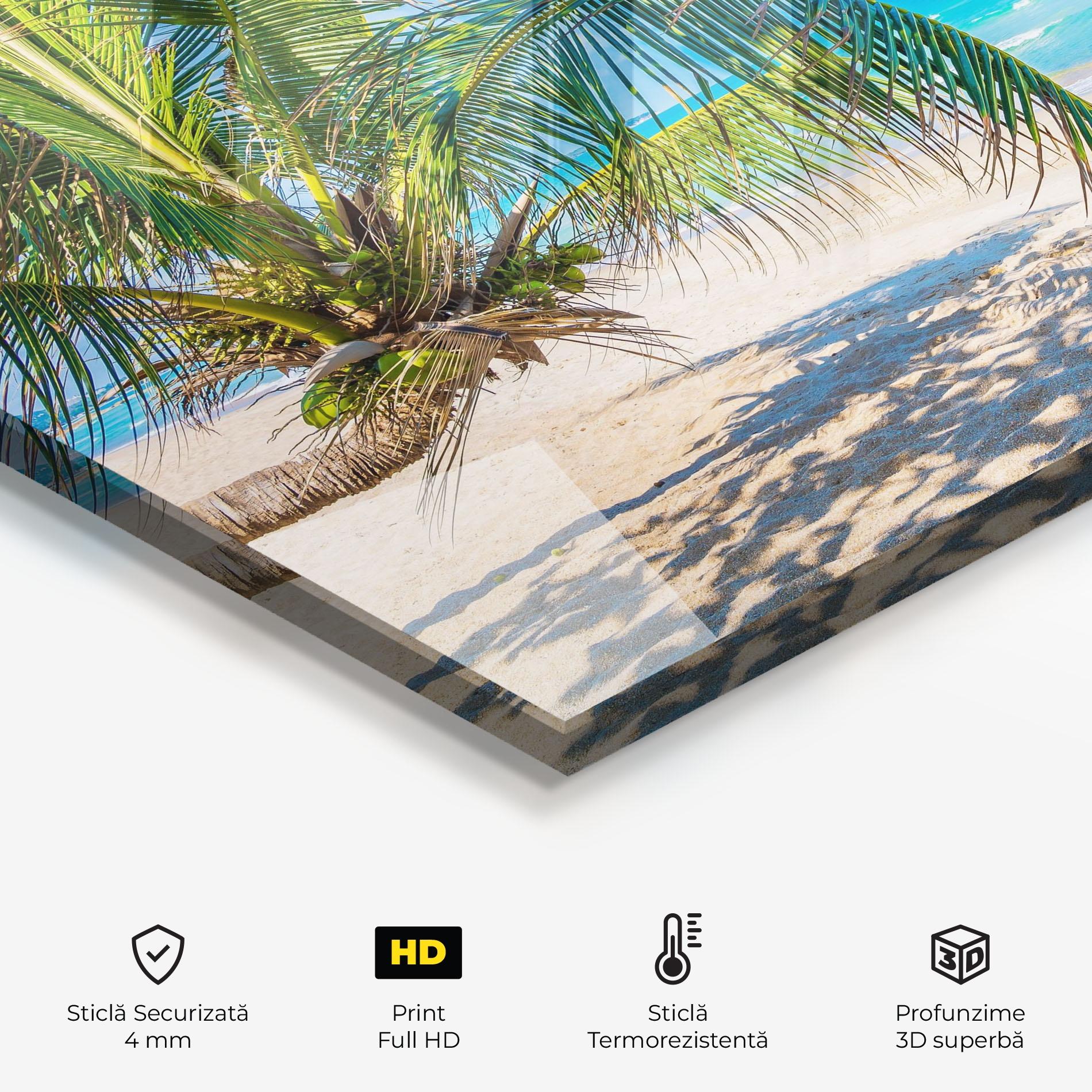 Panou Sticla Bucatarie Tropical Beach View mockup 2