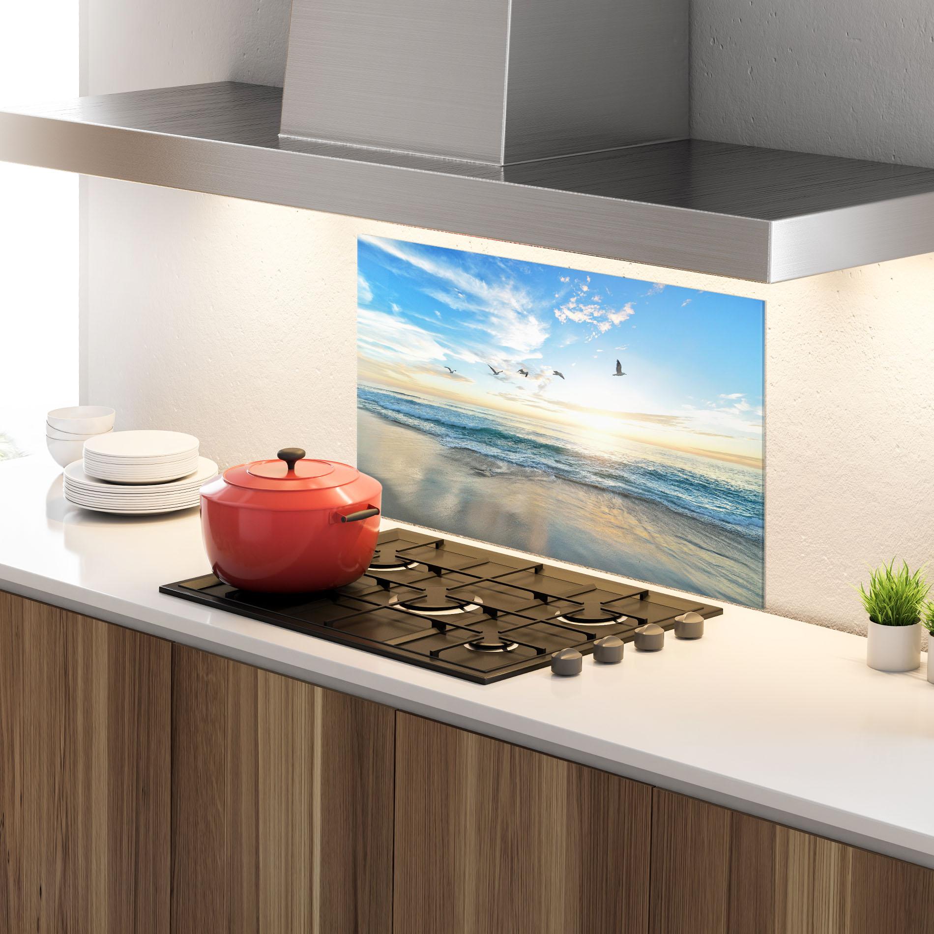 Panou Sticla Bucatarie Beautiful Beach mockup 4