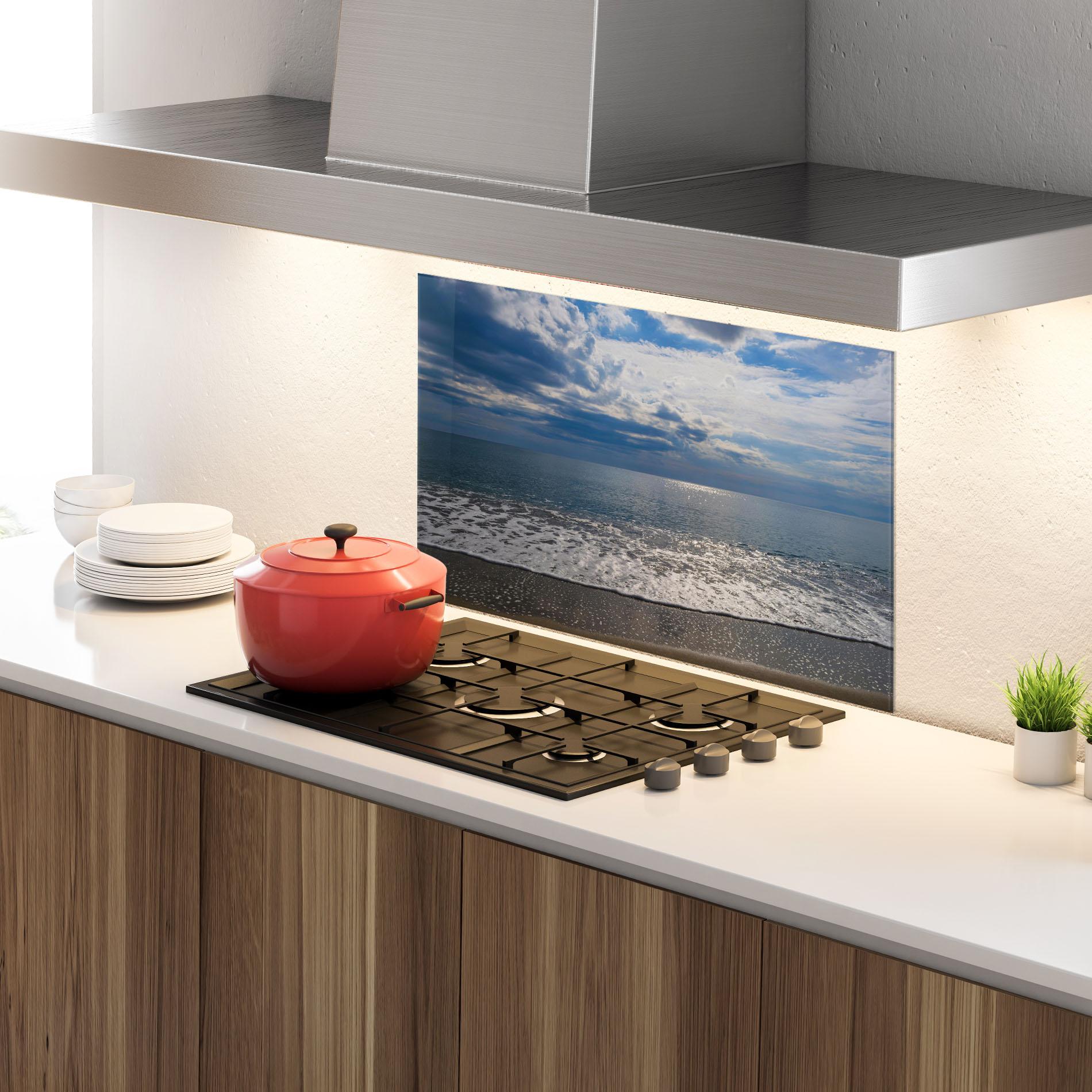 Panou Sticla Bucatarie Blue Cream Beach mockup 4