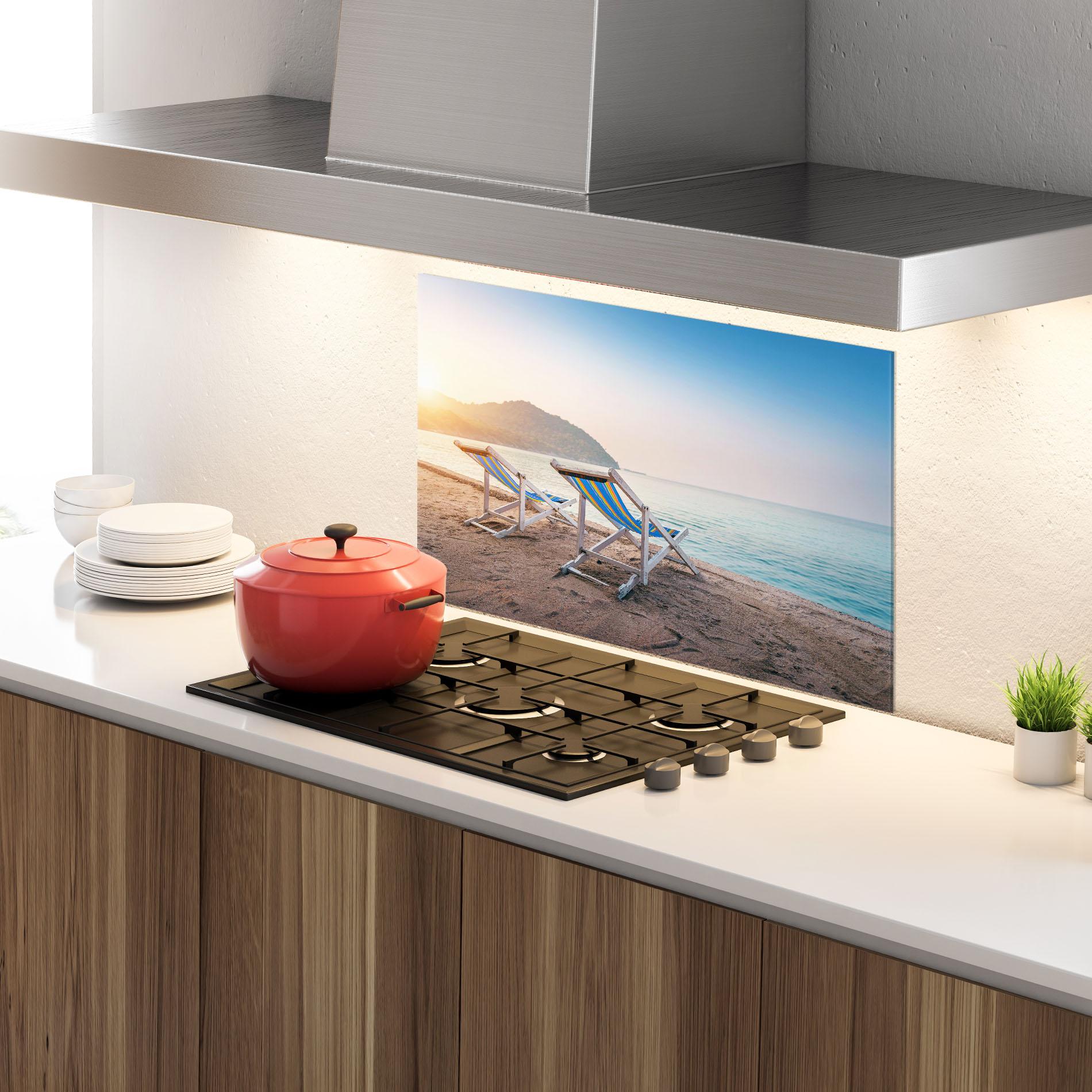 Panou Sticla Bucatarie Colorful Beach Chairs mockup 4