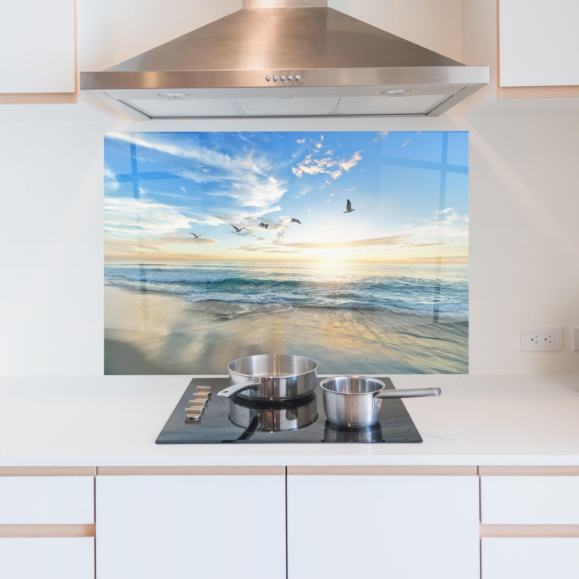 Panou Sticla Bucatarie Beautiful Beach mockup 5