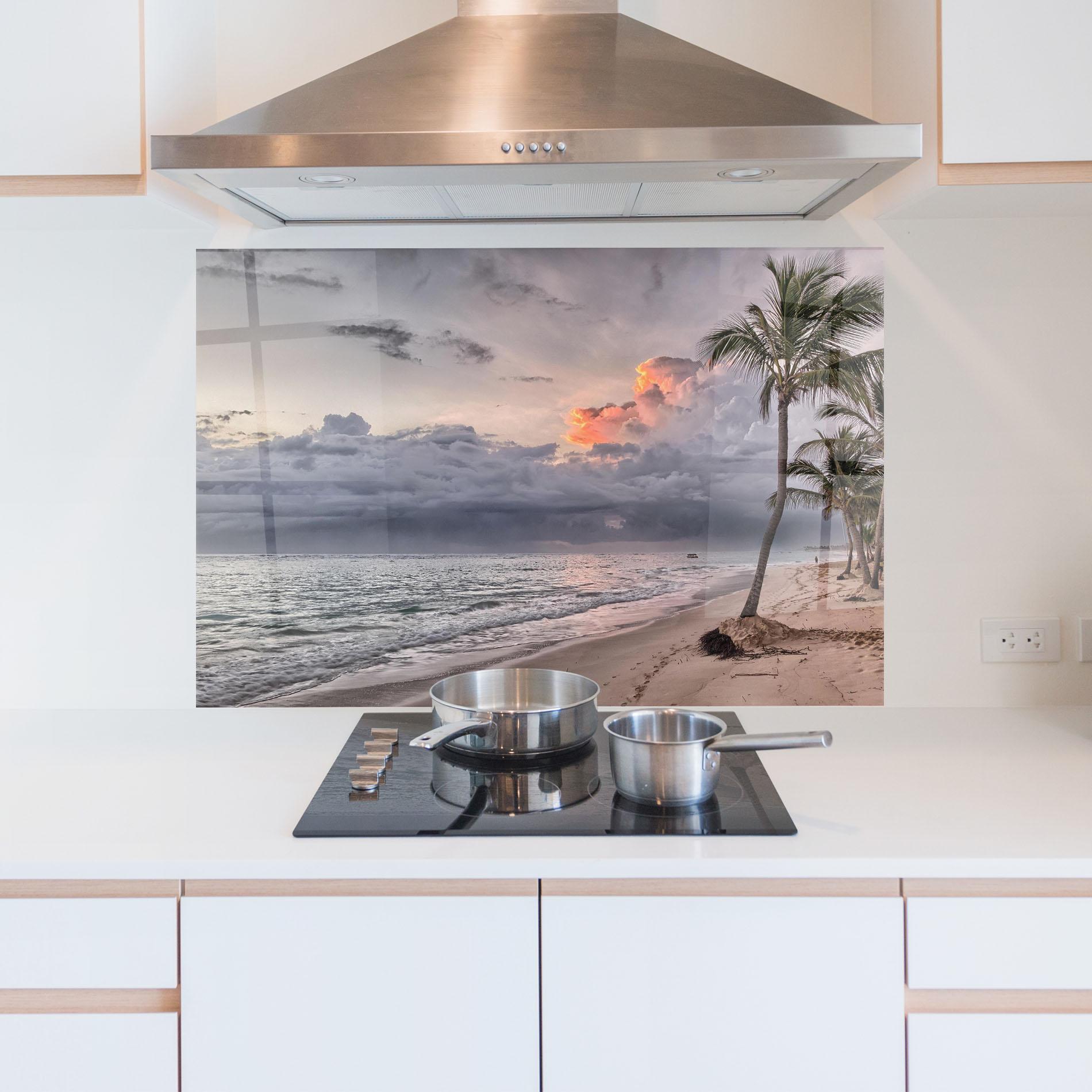 Panou Sticla Bucatarie Cloudy Beach mockup 5