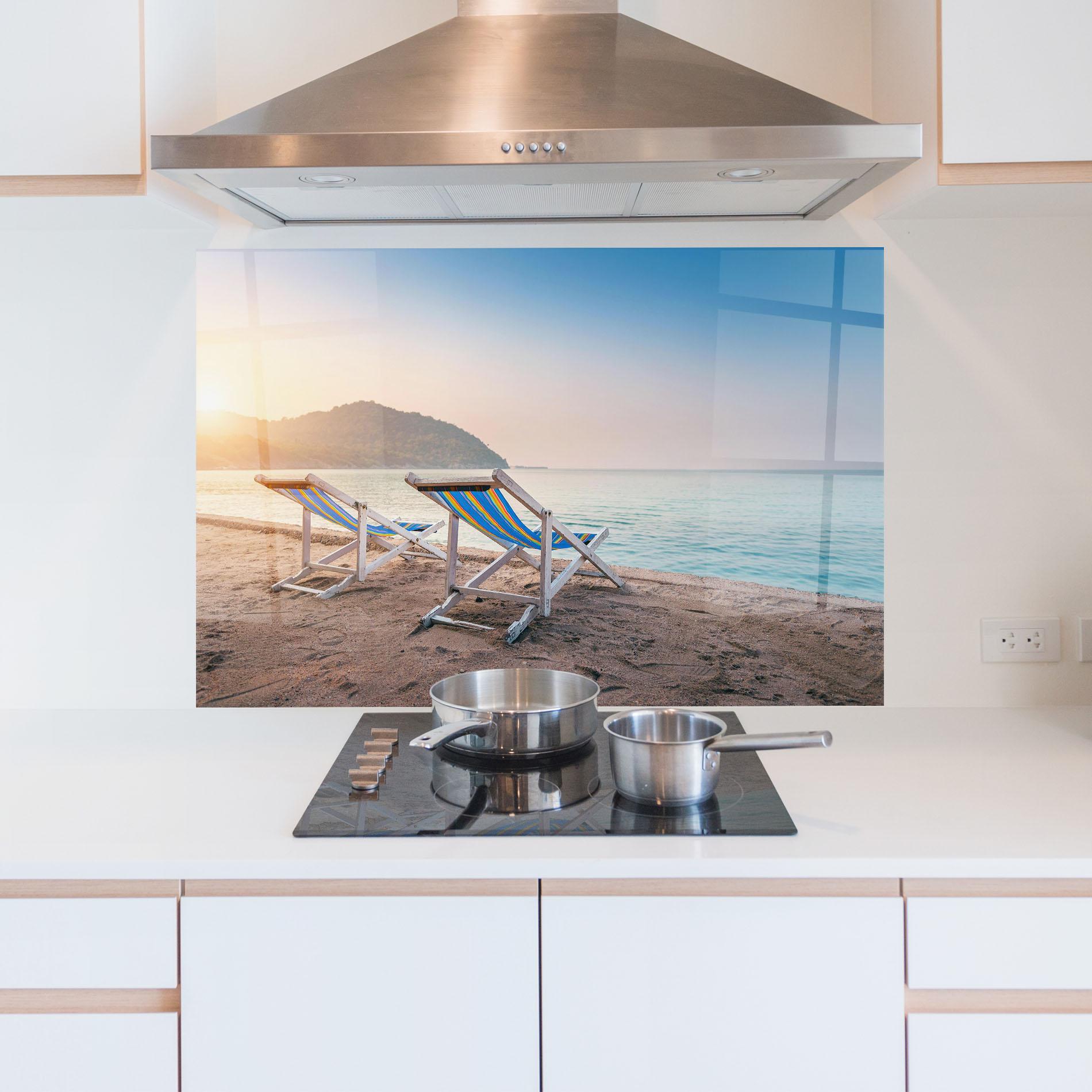Panou Sticla Bucatarie Colorful Beach Chairs mockup 5