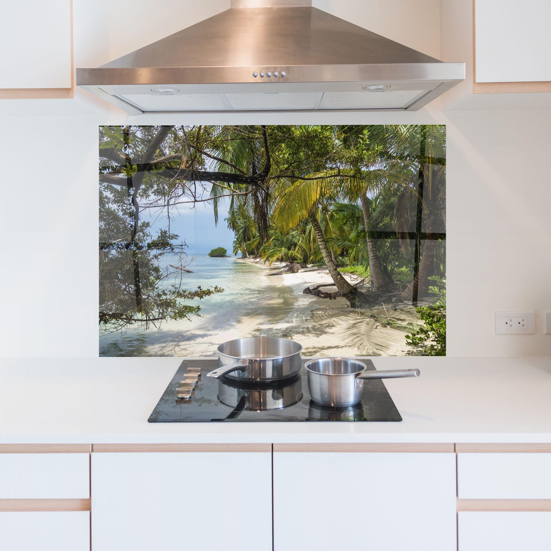 Panou Sticla Bucatarie Island Beach mockup 5